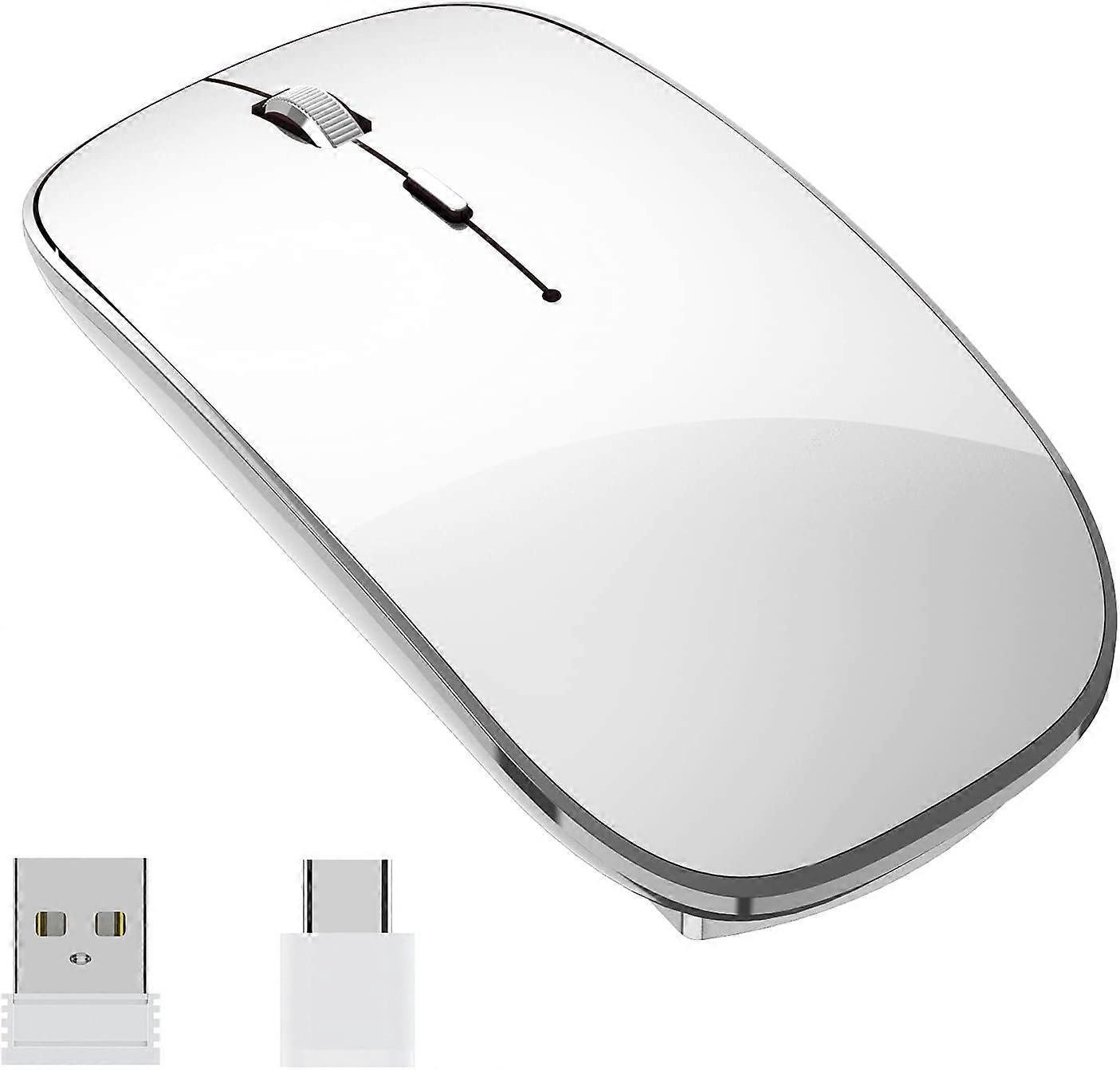 Wireless Mouse Rechargeable Portable Silent Wireless Mouse USB and Type-C Dual Mode Wireless Mouse 3 Adjustable DPI