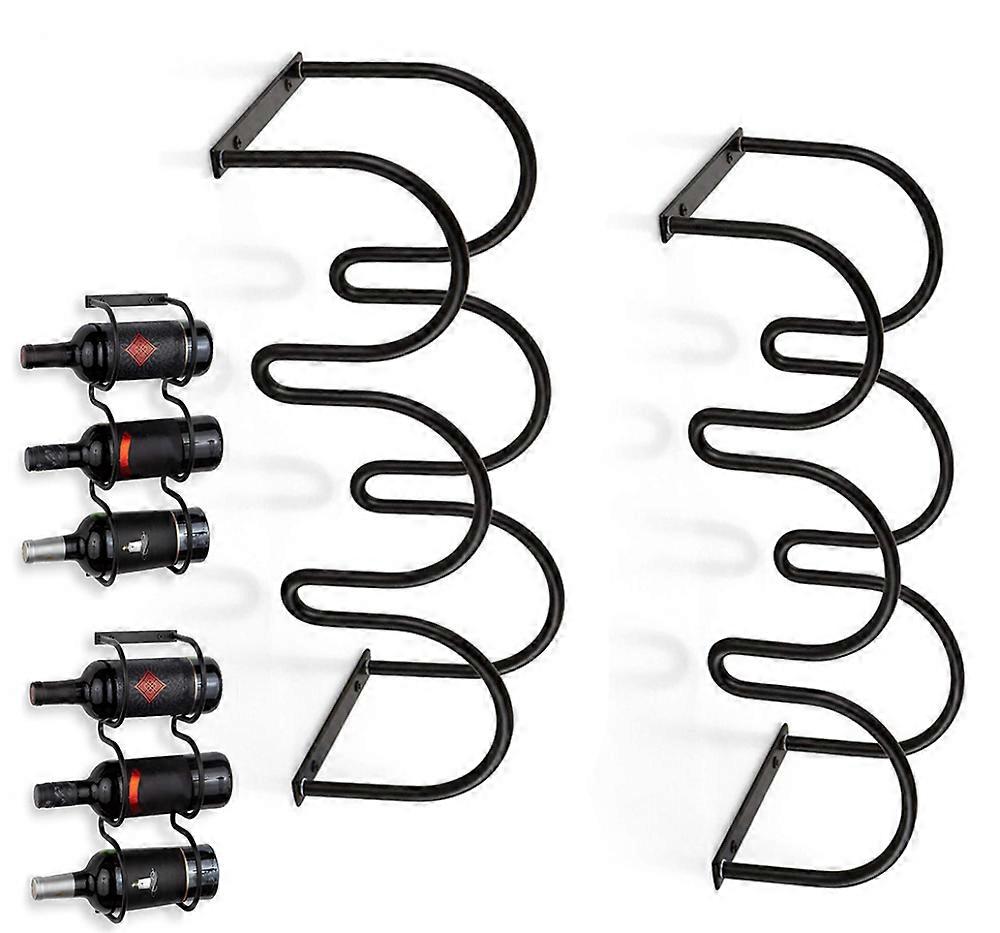 رف النبيذ - رف نبيذ مثبت على الحائط - 2 قطعة - رف نبيذ معلق - 6 زجاجات - رف زجاجي