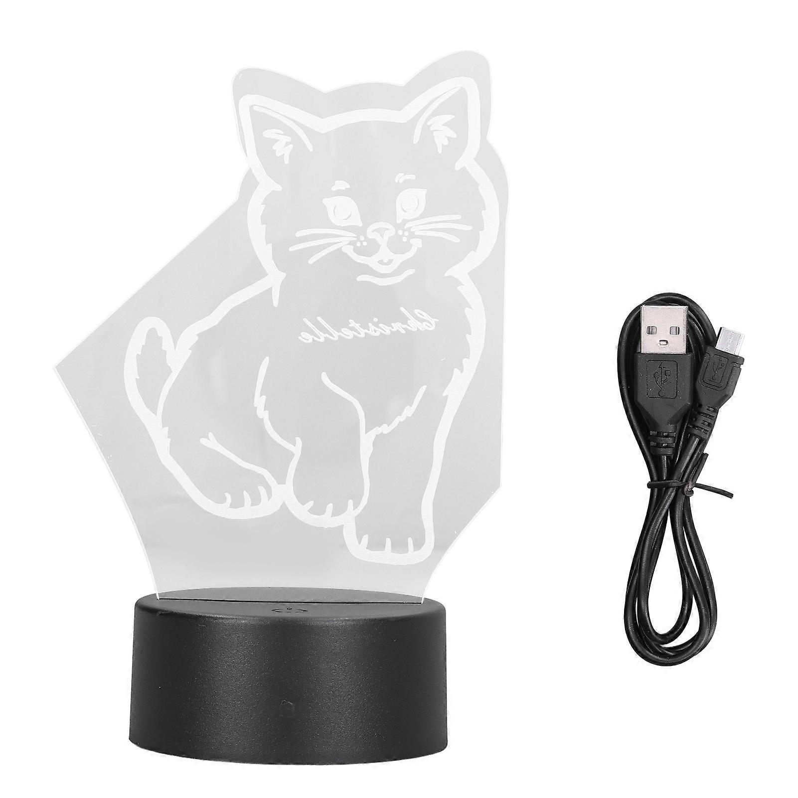 3D Cat Lamp, 3D LED, Adjustable Colors, Soft and Warm, Safe, Durable, Easy to Use, USB or Battery, 3D Night Light