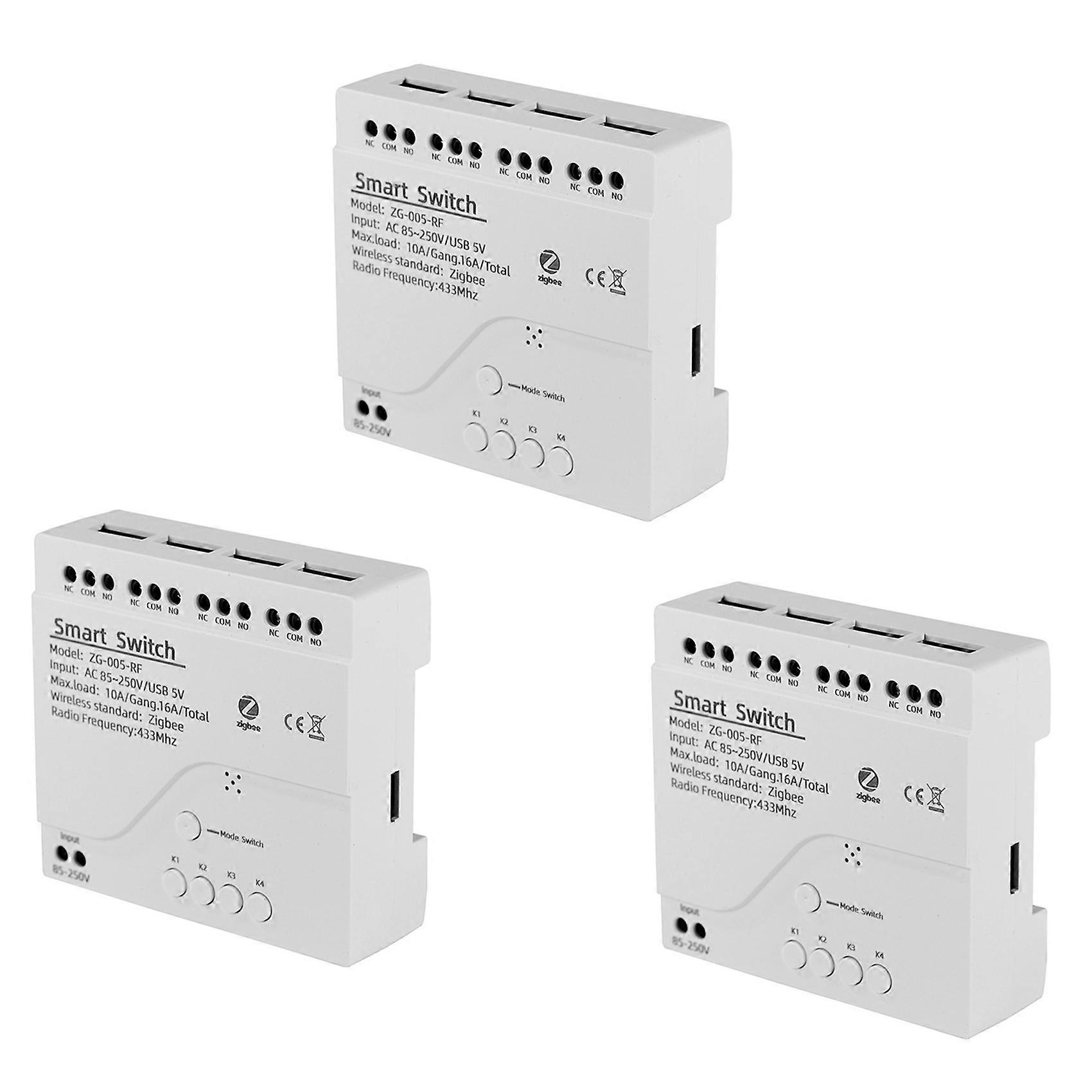 3X 4 Channels Tuya ZigBee Smart Switch Module RF433 Smart Home Automation DIY Breaker Wireless Relay