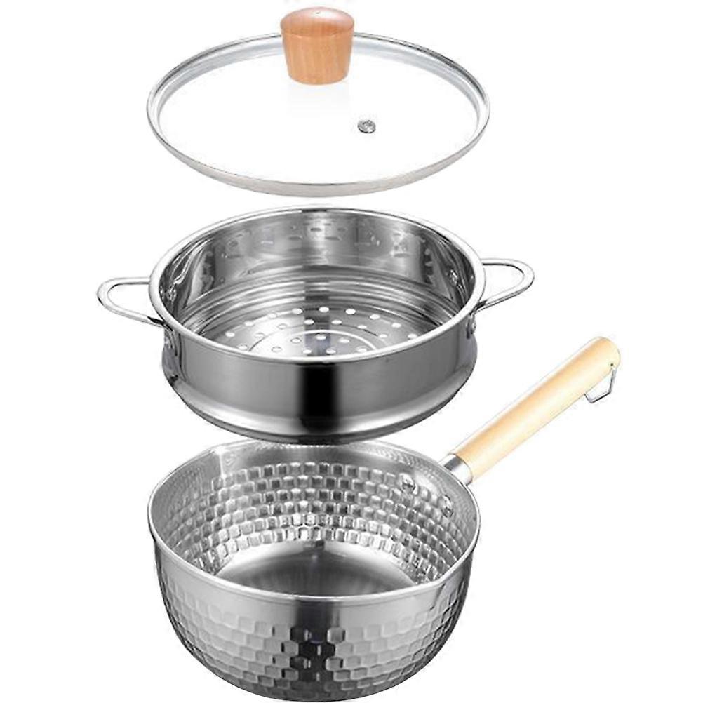 Pot With Steamer Small Soup Pot Rustic Style Wood Material 1Set