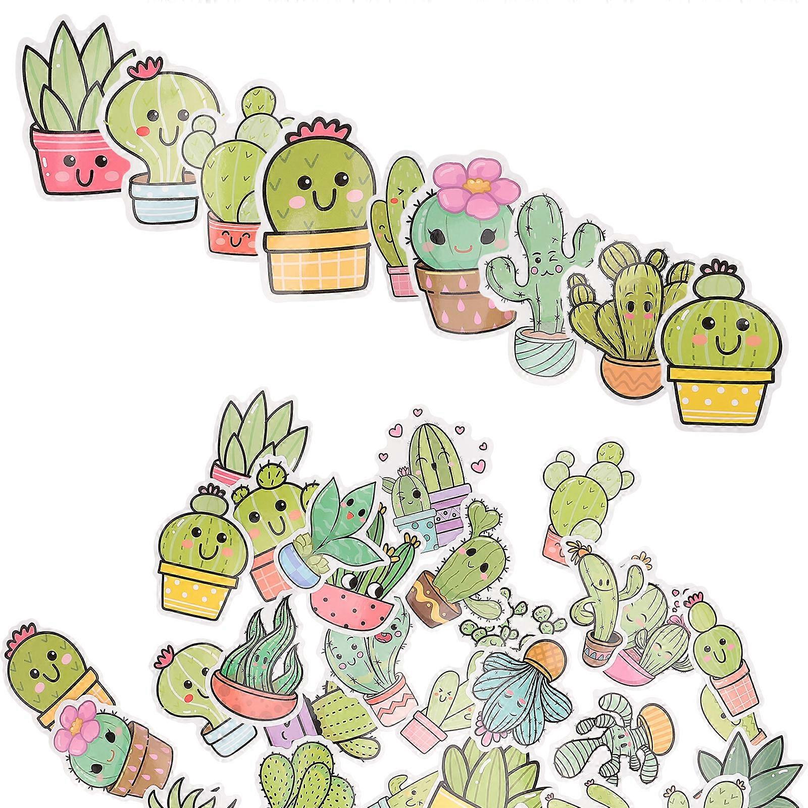 Nature Sticker Pack Decorative Cactus Succulent Skateboard Minimalist 7x5CM 50Pcs
