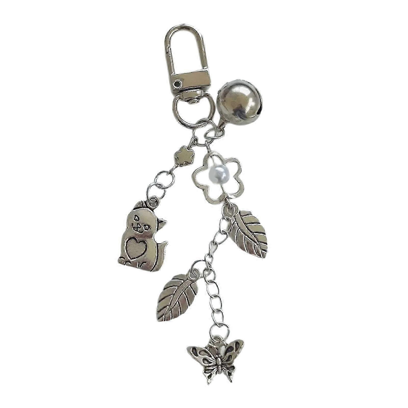 Mobile Strap/Keychain for Trendsetters and Adventurers Cats and Butterfly Keyring Fashionable Phone Lanyard Ornament