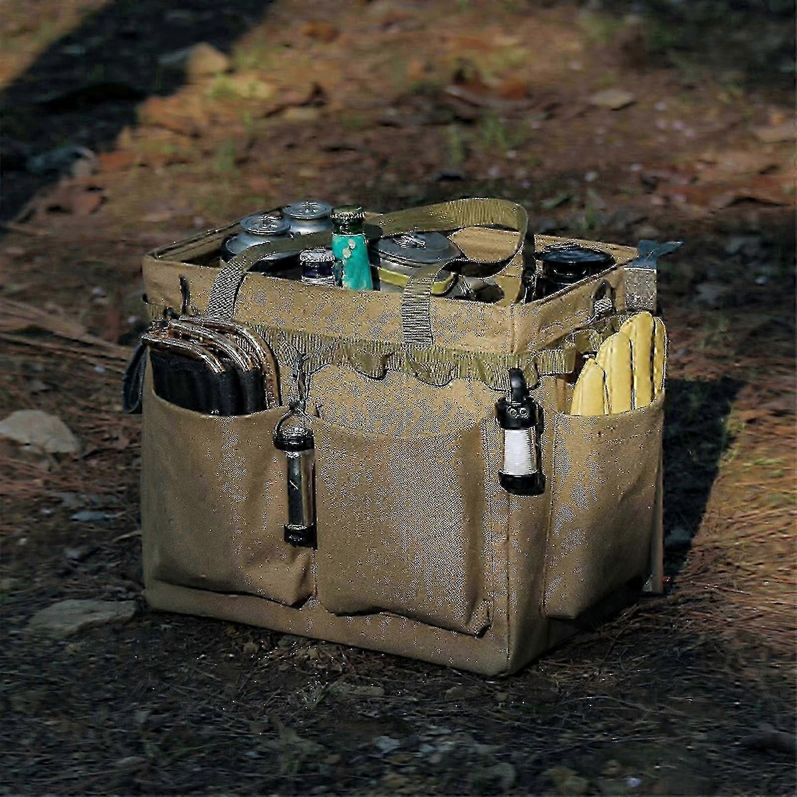 Garden Tool Bag with Hard Bottom, Collapsible Organizer, Tote for Camping and Outdoor Activities