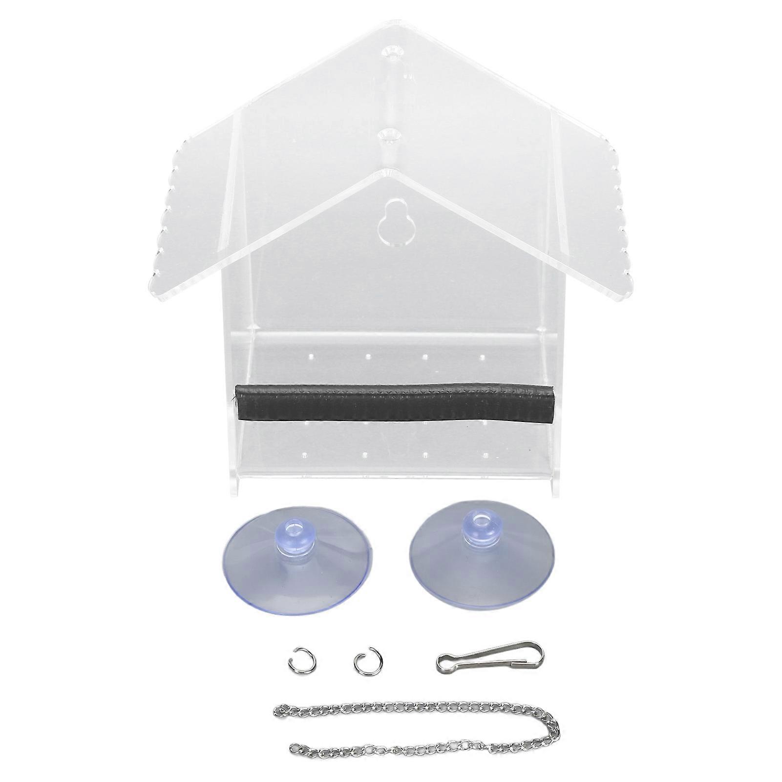 Window Bird Feeder Transparent Large Space Bird Feeder House with Suction Cup Hook for Outside
