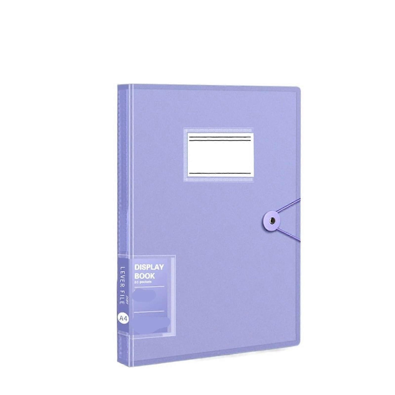 A4 Document Organizer Folder Set, 2-Piece Purple File Holder with Receipt Organizer, Loose Leaf Binder and Clip Display Sleeve