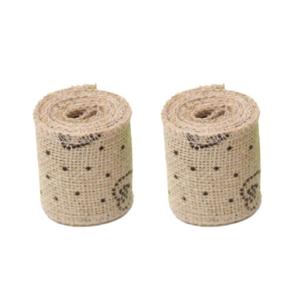 Burlap Ribbon Wrapping Accessories Christmas Party Decoration Material Beige 200x6cm Crafting 2Pack