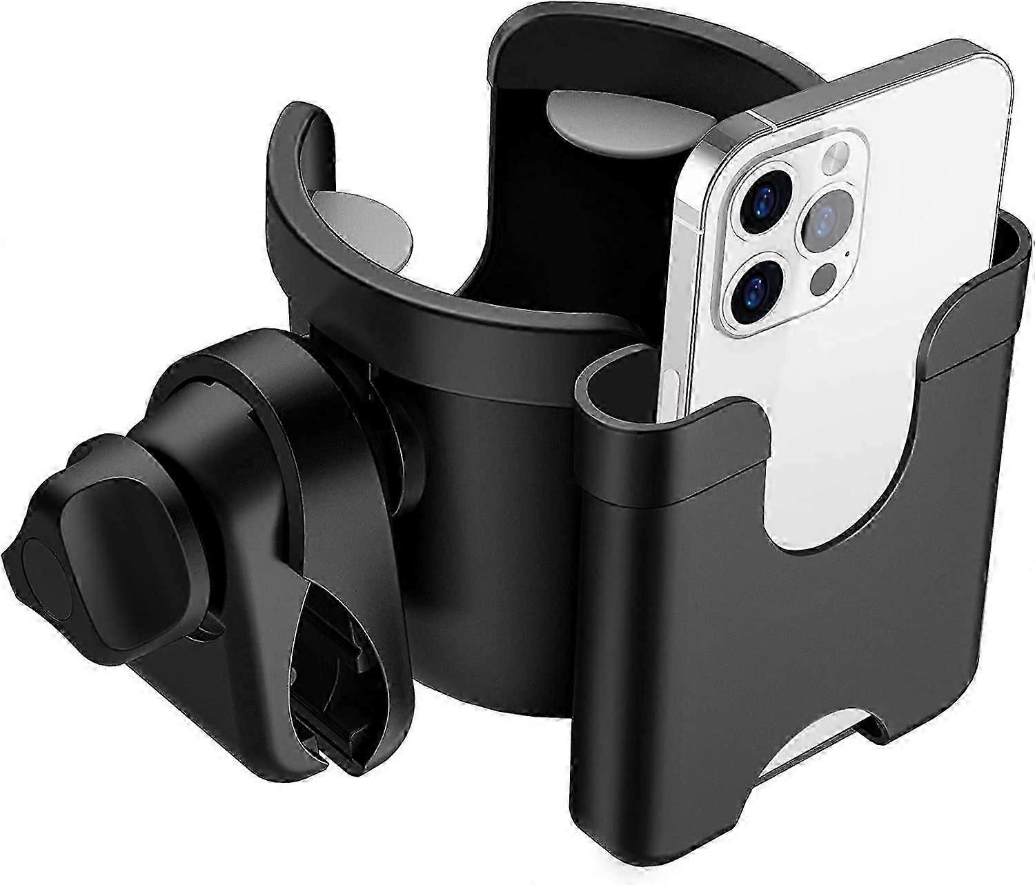 Stroller Cup & Bottle Holder with Phone Storage - Convenient Organizer for Parents