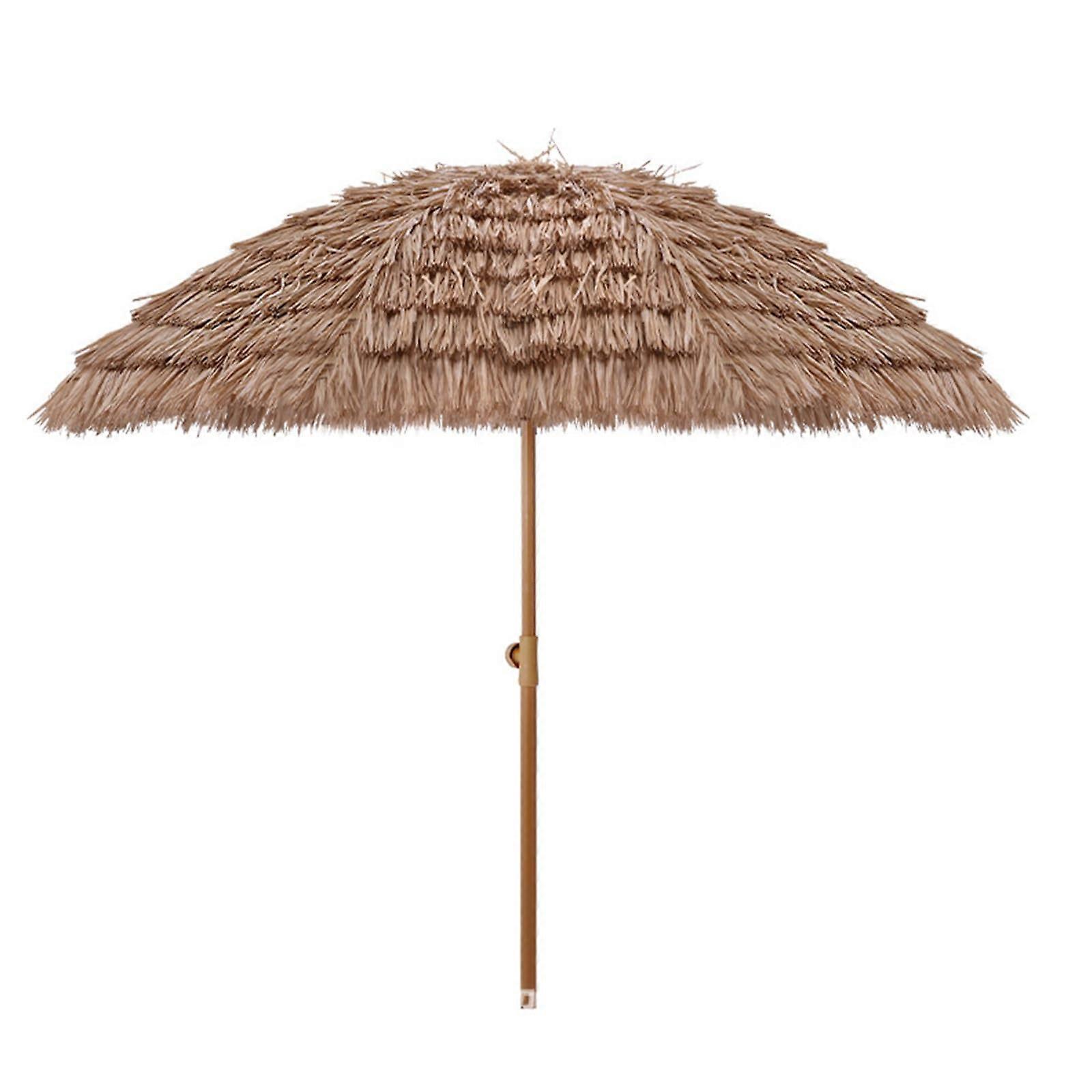 ハワイアンストローパラソル8フィート屋外パラソルチルト機能付き高さ調節可能なガーデンプールバルコニーラウンドパティオパラソル日焼け止め