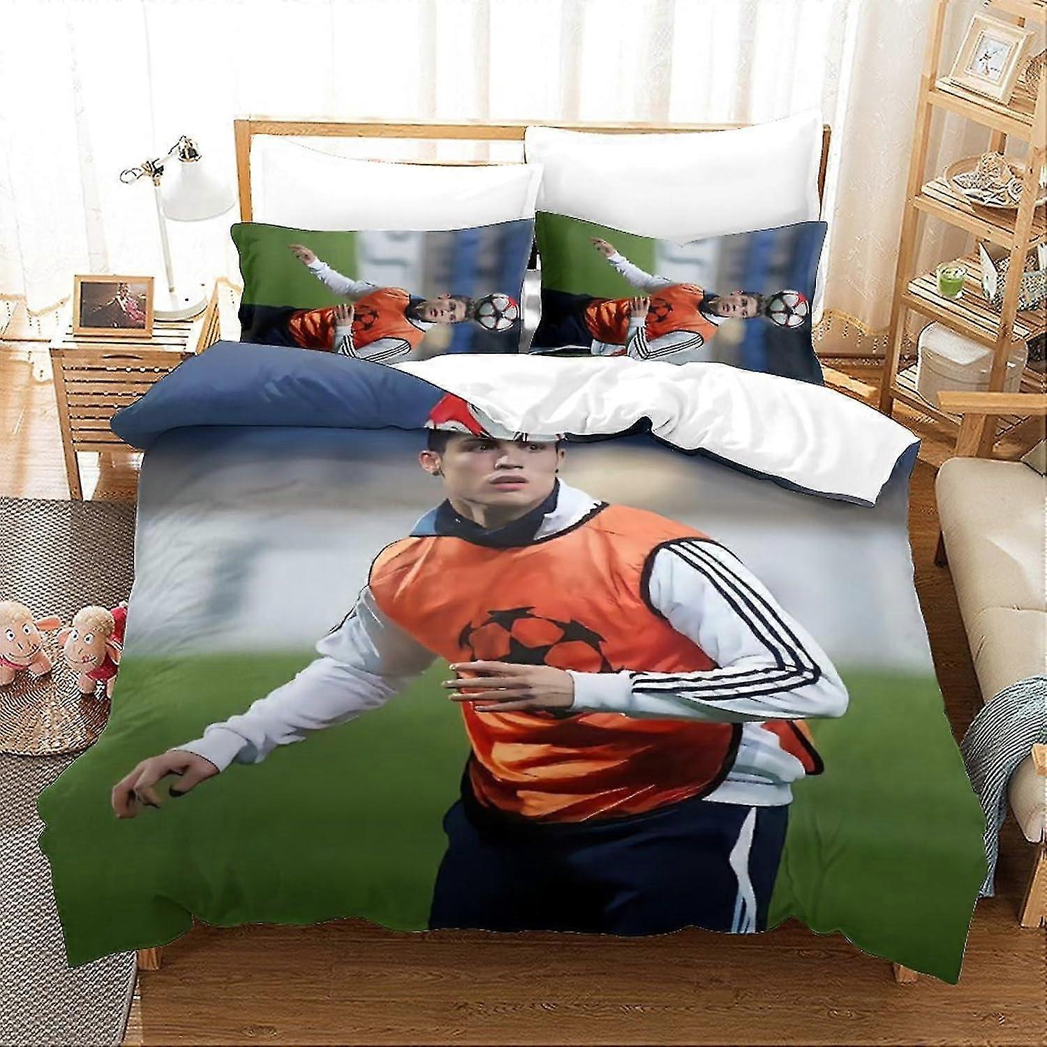 Adequado para Football Star Conjunto de capa de edredom de cama Conjunto de capa de edredom de microfibra macia com fecho de zíper e fronhas para crianças e adultos