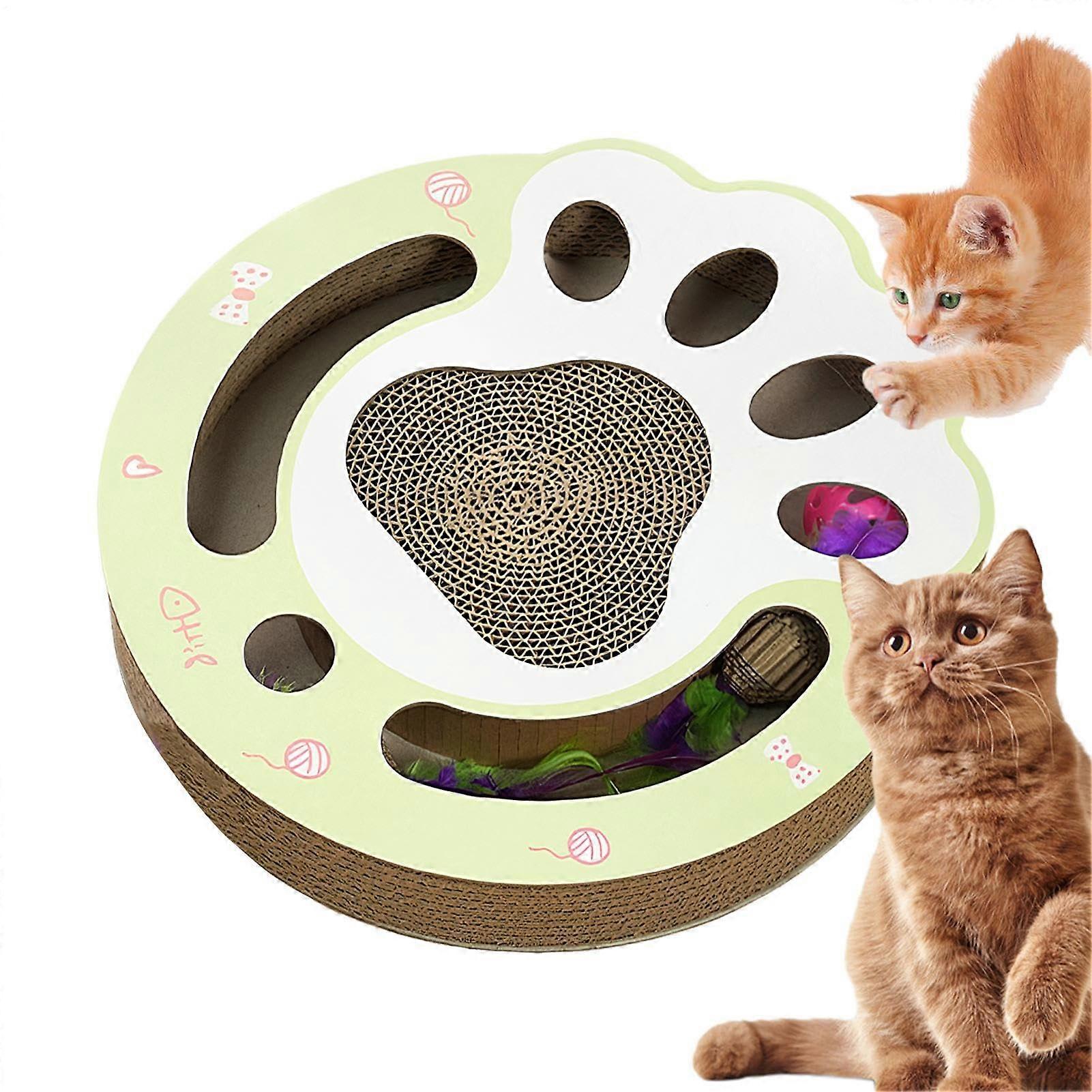 Cat Scratcher Mat and Cardboard - High-Performance Interactive Multi-Functional Feather Ball Toy for Home Cat Playtime