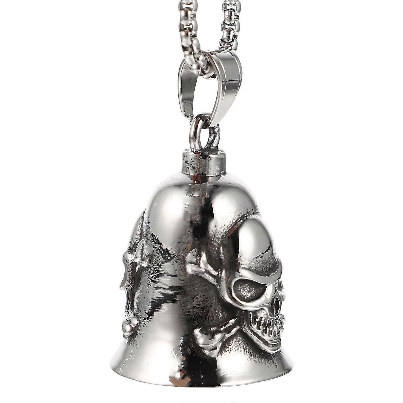 Retro Punk Titanium Steel Skull Bell Pendant Keychain with Chain – Lightweight, Durable, Eye Catching Design for DIY Crafts and Motorcycle Decor