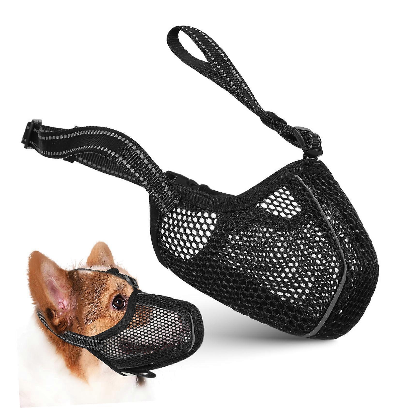 Basket Muzzle for Small Dogs, No Bark Muzzle, Mesh Muzzle Cover, Net Black