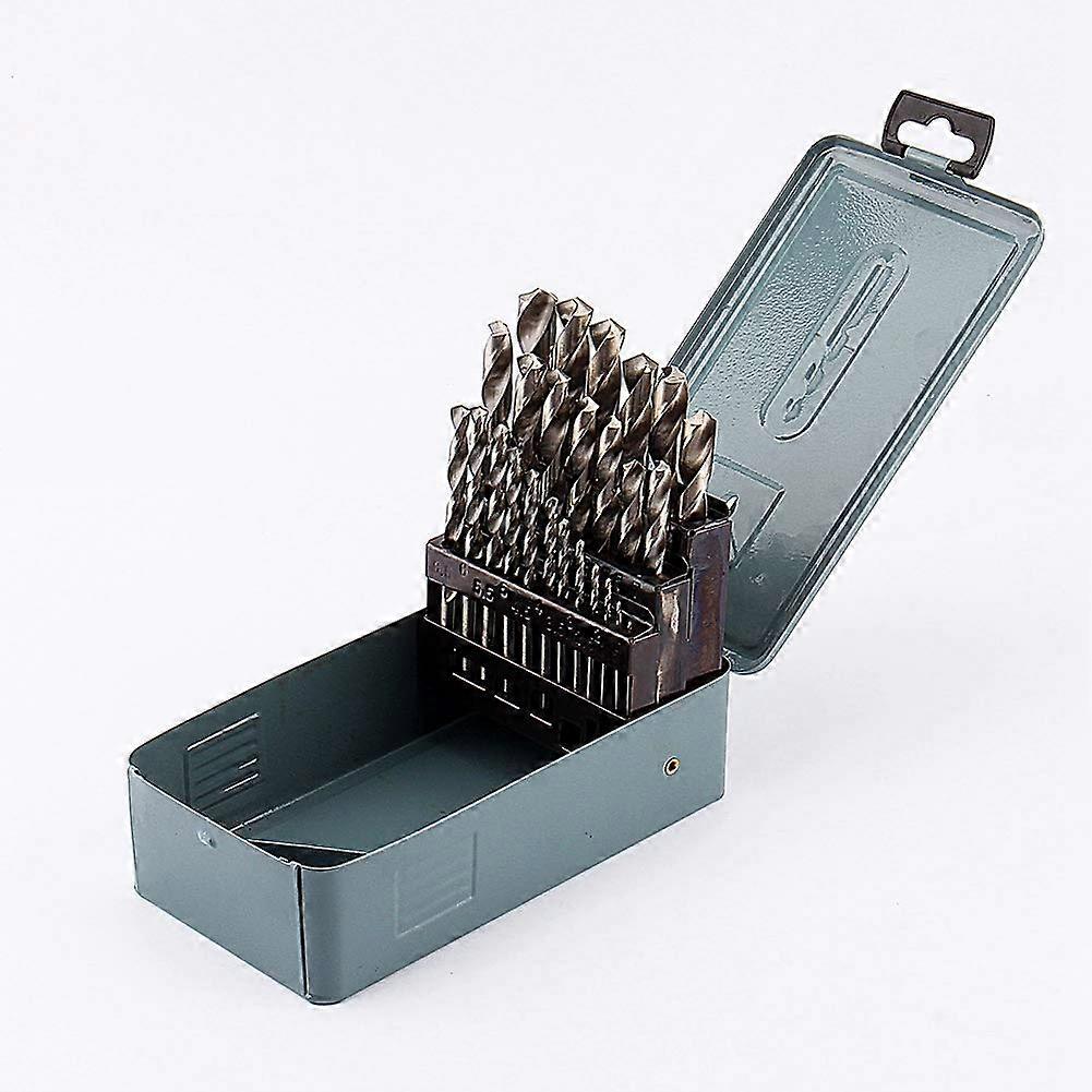 Comprehensive 25-Piece HSS Drill Bit Set with 118 Degree Split Point Angle for 1-13mm Cast Iron and Alloyed Material Drilling