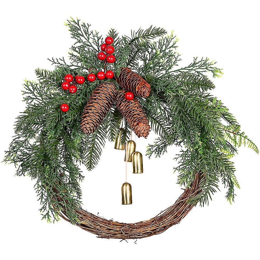 Festive Christmas Bell Wreath with Artificial Berries – Holiday Garland for Front Door Decor & Family Gatherings to Create a Cheerful Atmosphere