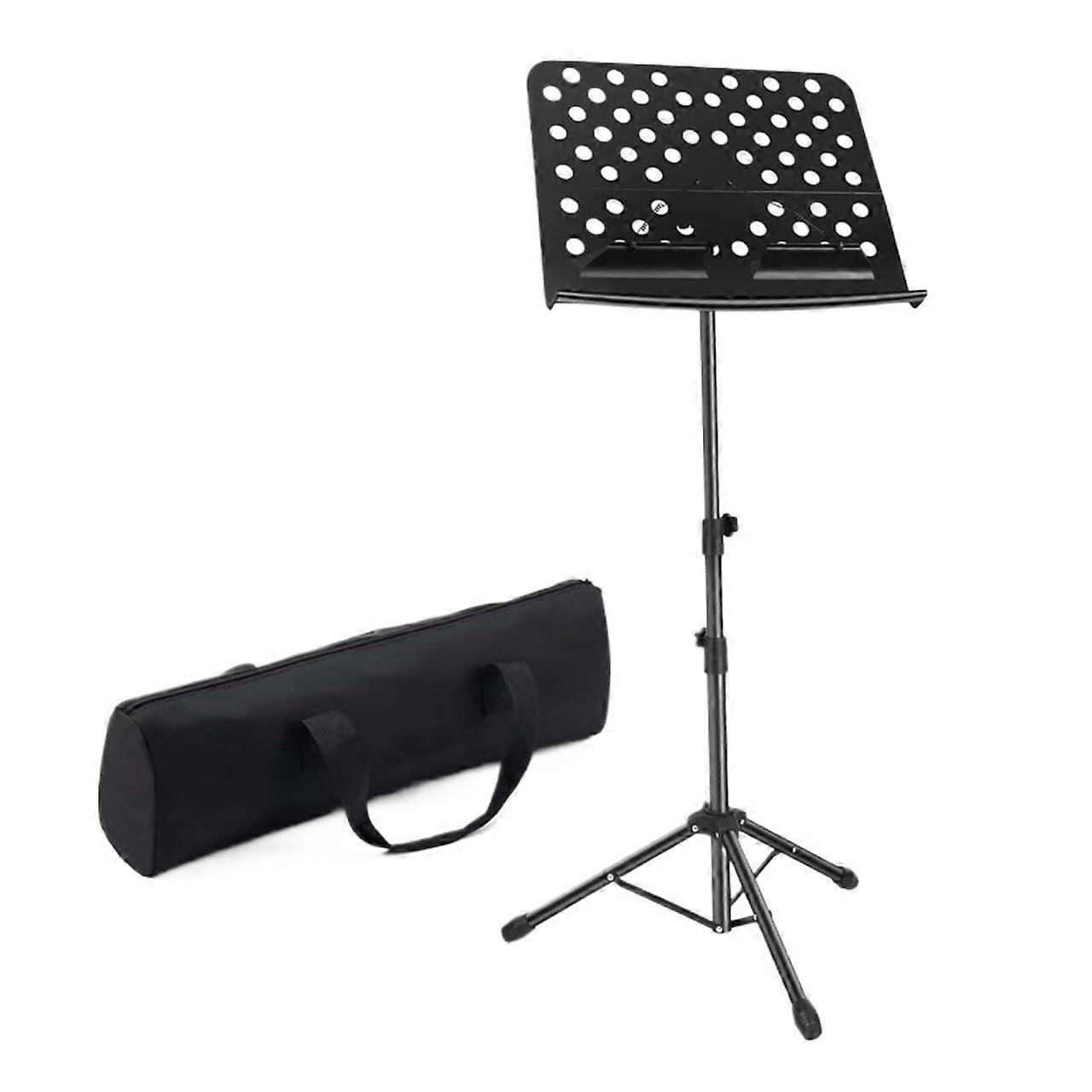 Sturdy Sheet Music Stand Adjustable 31.5-61 Inch Black Foldable Music Stand With 2 Clips And Carry Bag