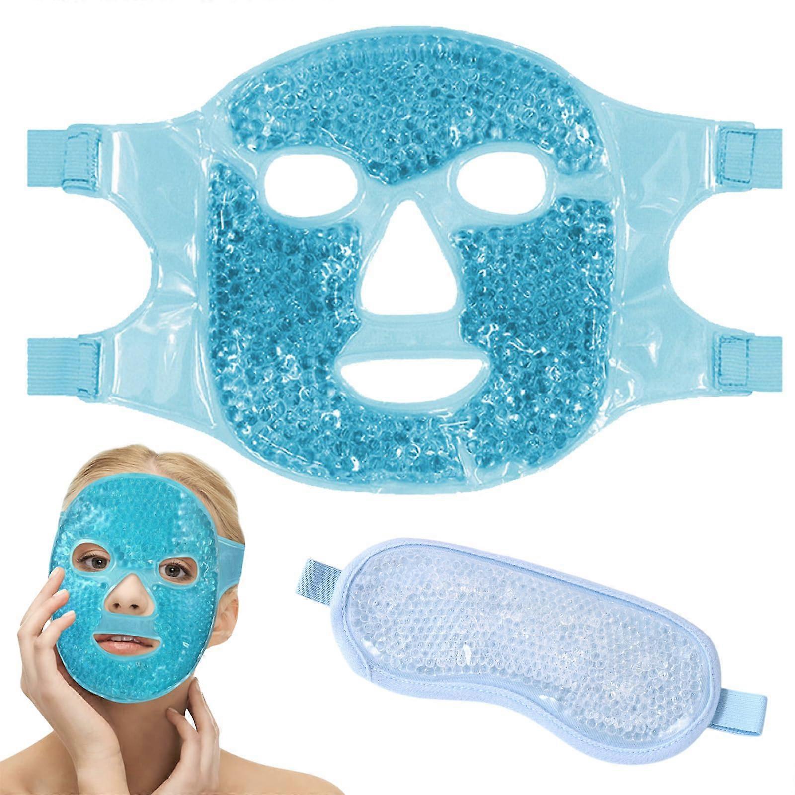 Cooling Face Mask, Cooling Mask, Ice Mask, Ice Mask, Includes 1 Eye Mask, Hot and Cold Application, Relieves Facial Fatigue, Reusable (Blue)
