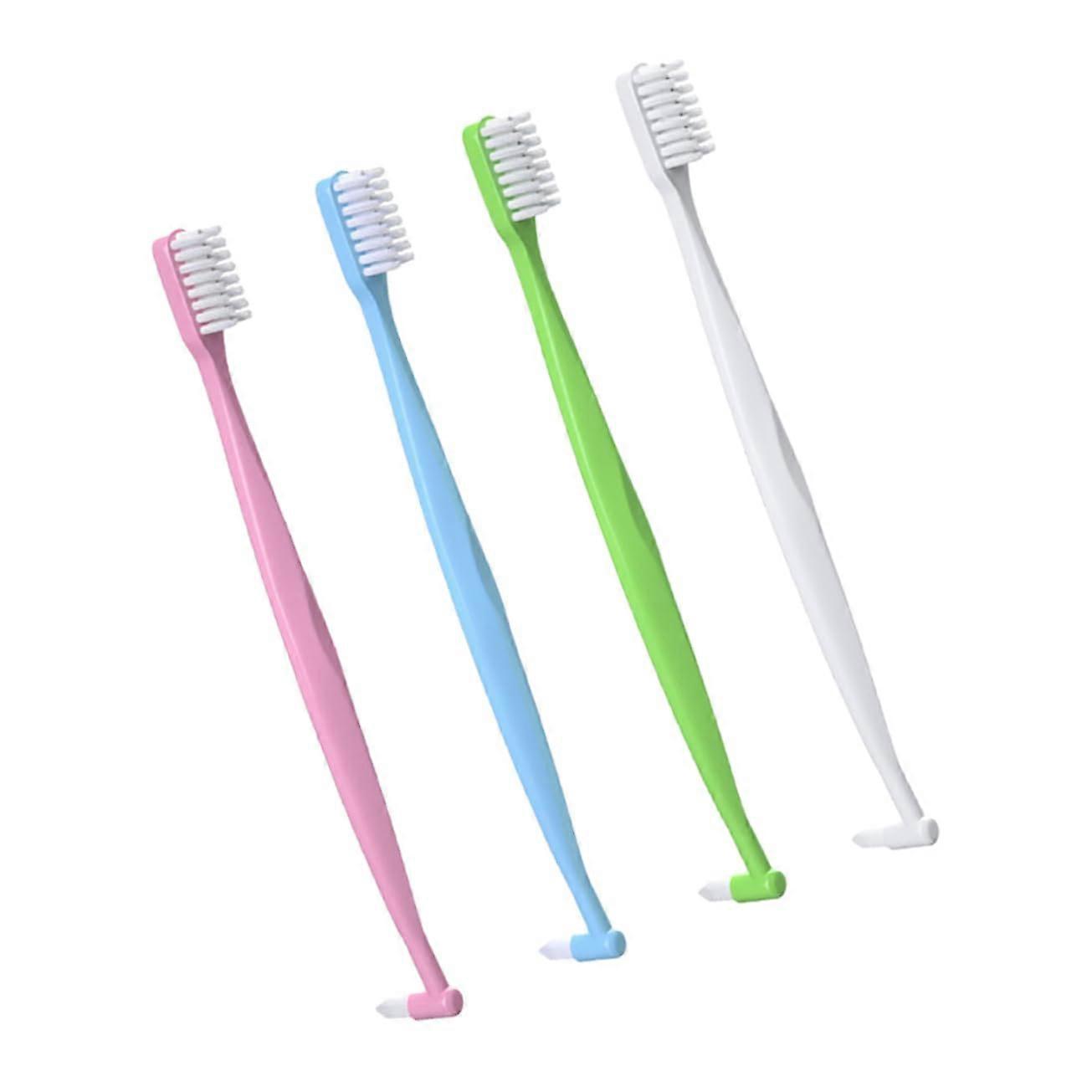 4 pieces doubleheaded toothbrushes, oral cavity correction brushes, conical toothbrushes