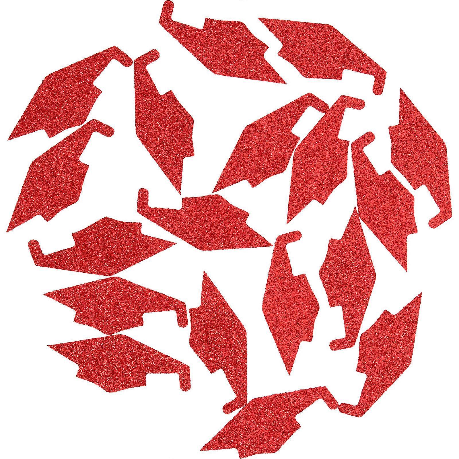Graduation Caps Confetti Red 58X25Cm Non-Woven Fabric Table Scatter Photography Props 1Set