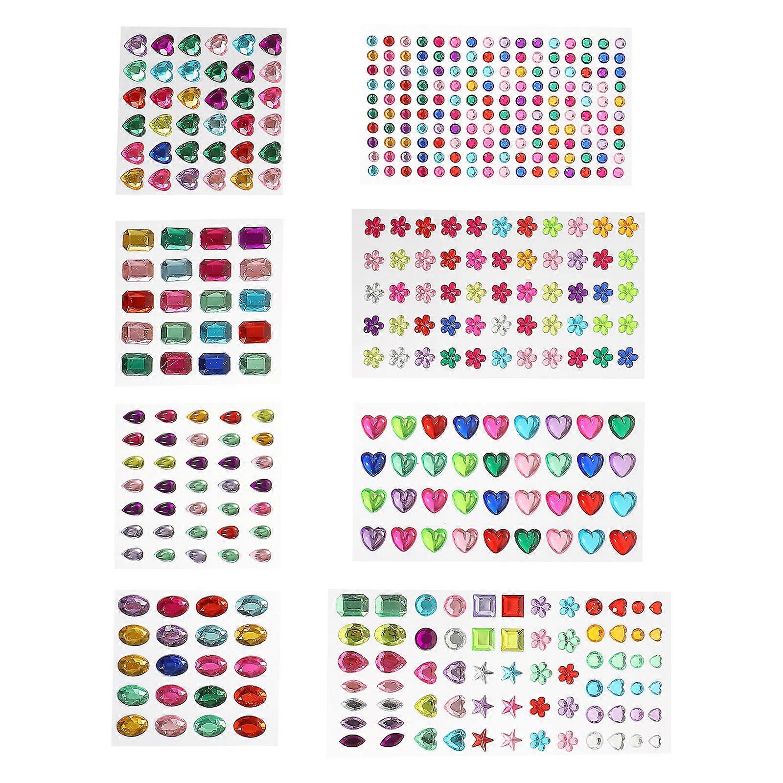 Self-Adhesive Rhinestones Stickers Multi-Function Gems Stickers Handmade Accessories 8Set
