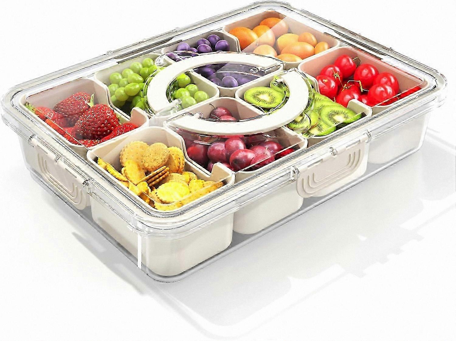Divided Snack Tray with Lid, Portable Food Organizer, Multi-functional Serving Container for Charcuterie and Travel Storage Solutions