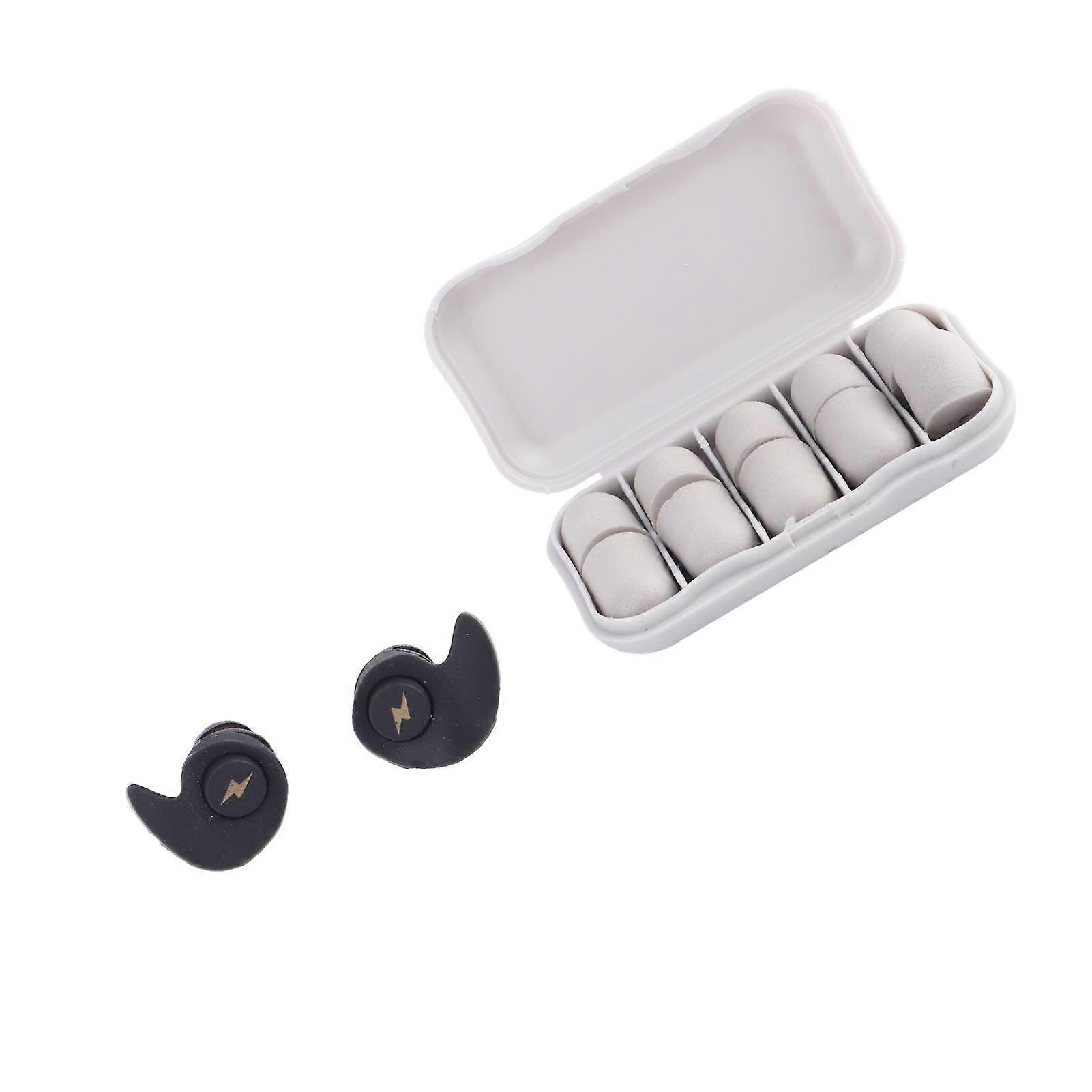 12Pcs Earplug Soft Silicone Ear Plug Noise Reduction Sound Blocking Earplug for Home Sleeping Black