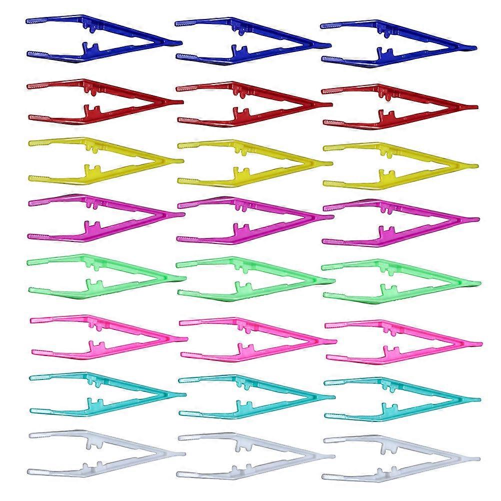 24Pcs Assorted Color Plastic Tweezers Makeup Clips for Holding and Applying False Eyelashes