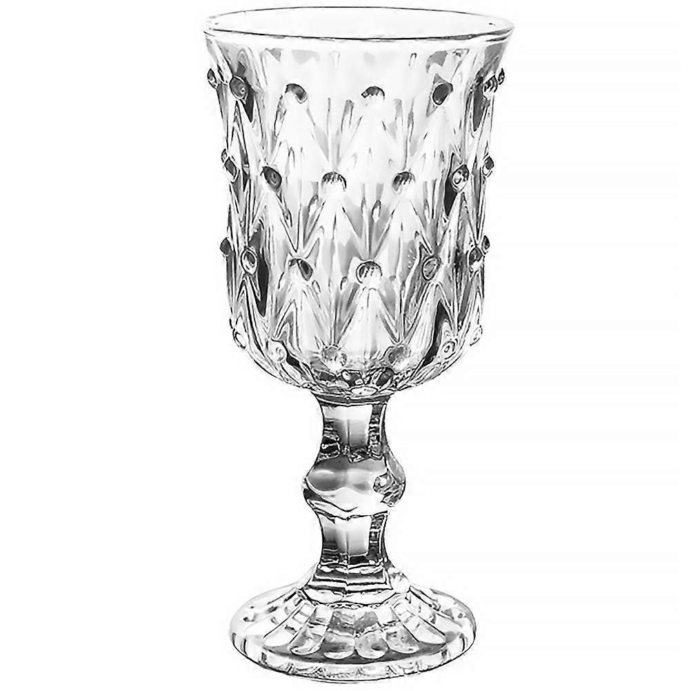 Transparent Wine Goblet Glass for Drinking Rhombus Relief Design Perfect for Parties 12 oz