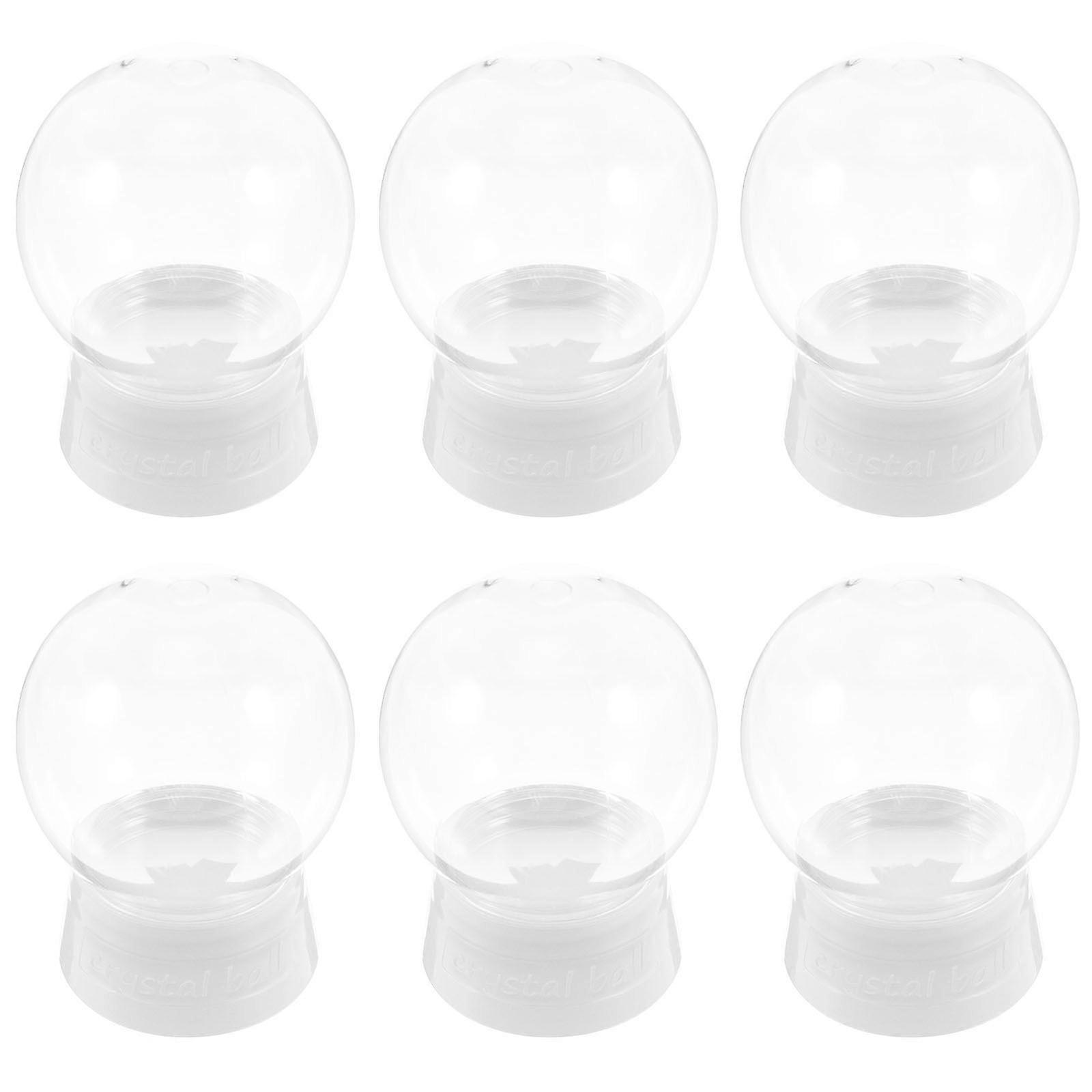 6Pcs Diy Snow Globe 270 ML Water Globe Empty Snow Globe Fillable Display Balls Plastic Globe Jar With Screw Off Cap For Diy Crafts Christmas Home Deco