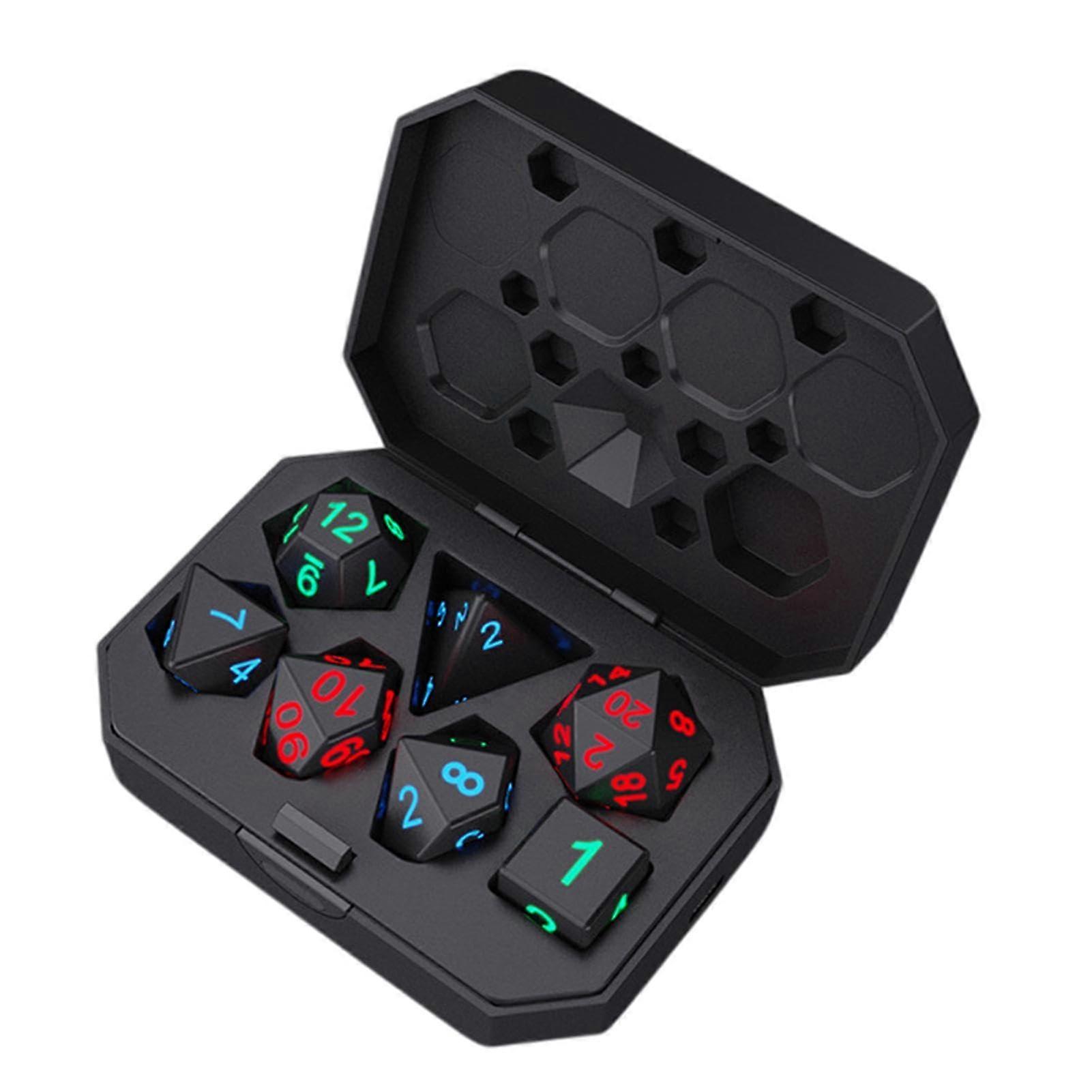 Luminous Dice Set Rechargeable Polyhedral Dice with Charging Case