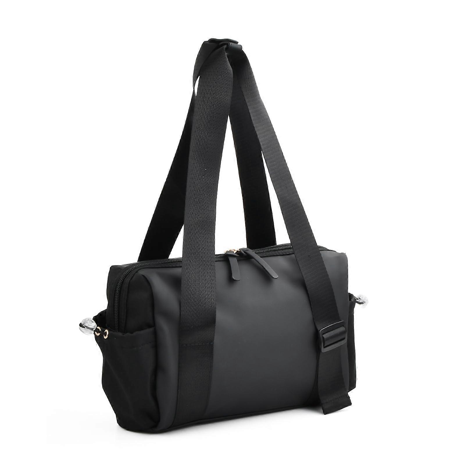 Small Sports Bag for Women, Waterproof Mini Gym Bag with Separating Layer, Adjustable Black Travel Bag for Wet and Dry Use