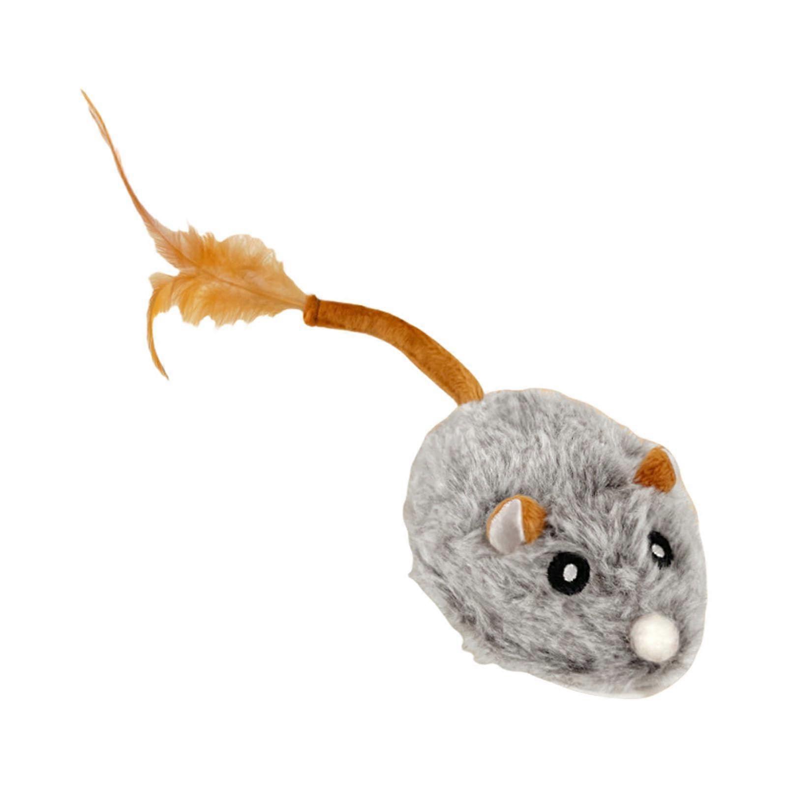 Automatic Squeaky Cat Toy For Kittens Indoor Teaser Interactive Realistic Mouse Design Dark Gray