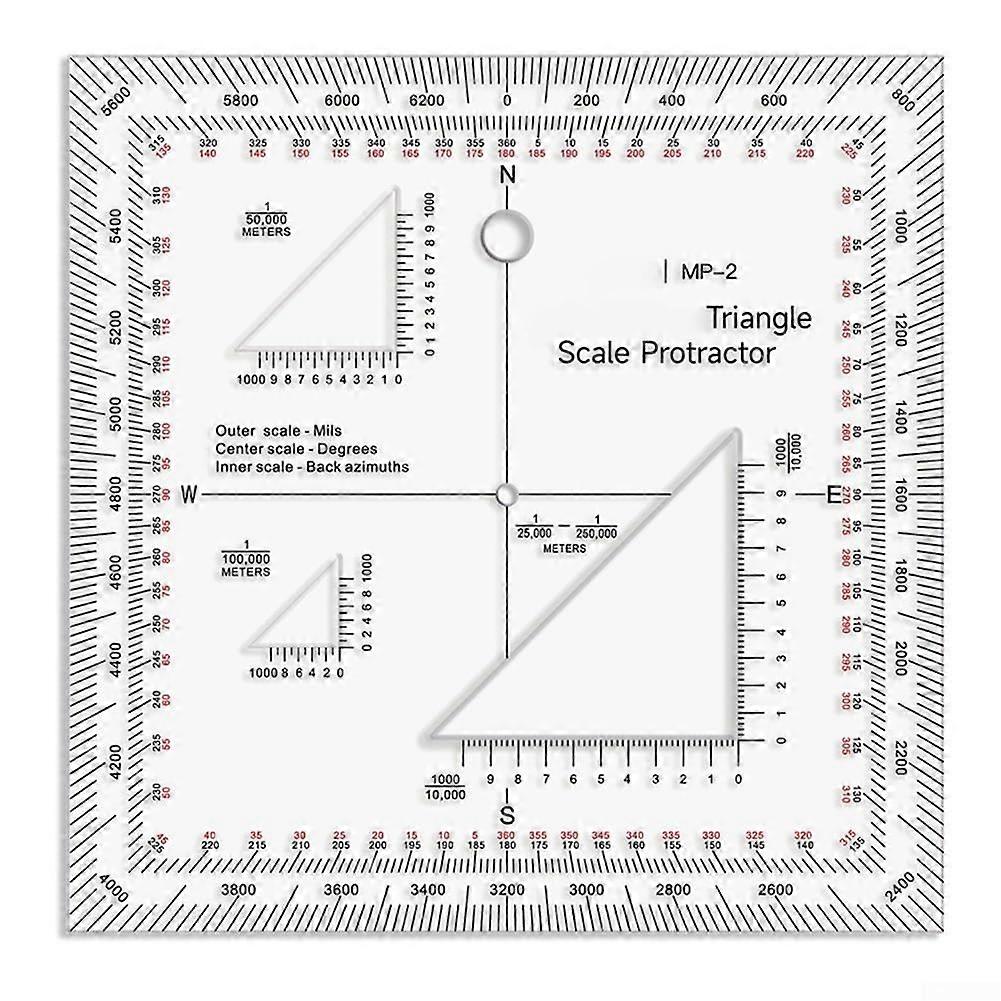 Geographic Coordinate Ruler - Flexible Protractor and Map Scale for Civil Engineering Surveying, 12-Inch, Clear Plastic
