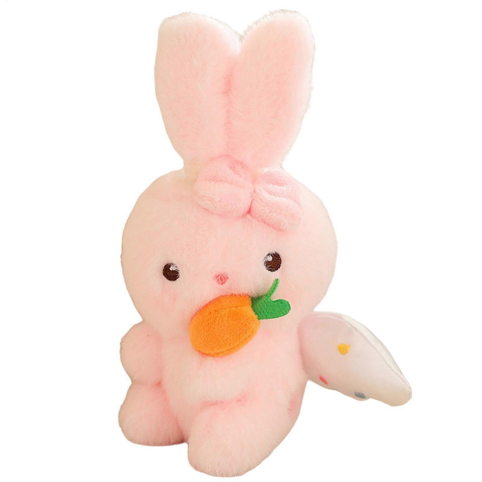 Pull String Plush Toy Animal with Wings, Interactive Plush Toy for Home Decor, Ribbit Design, Pink Color, Shaking Ears