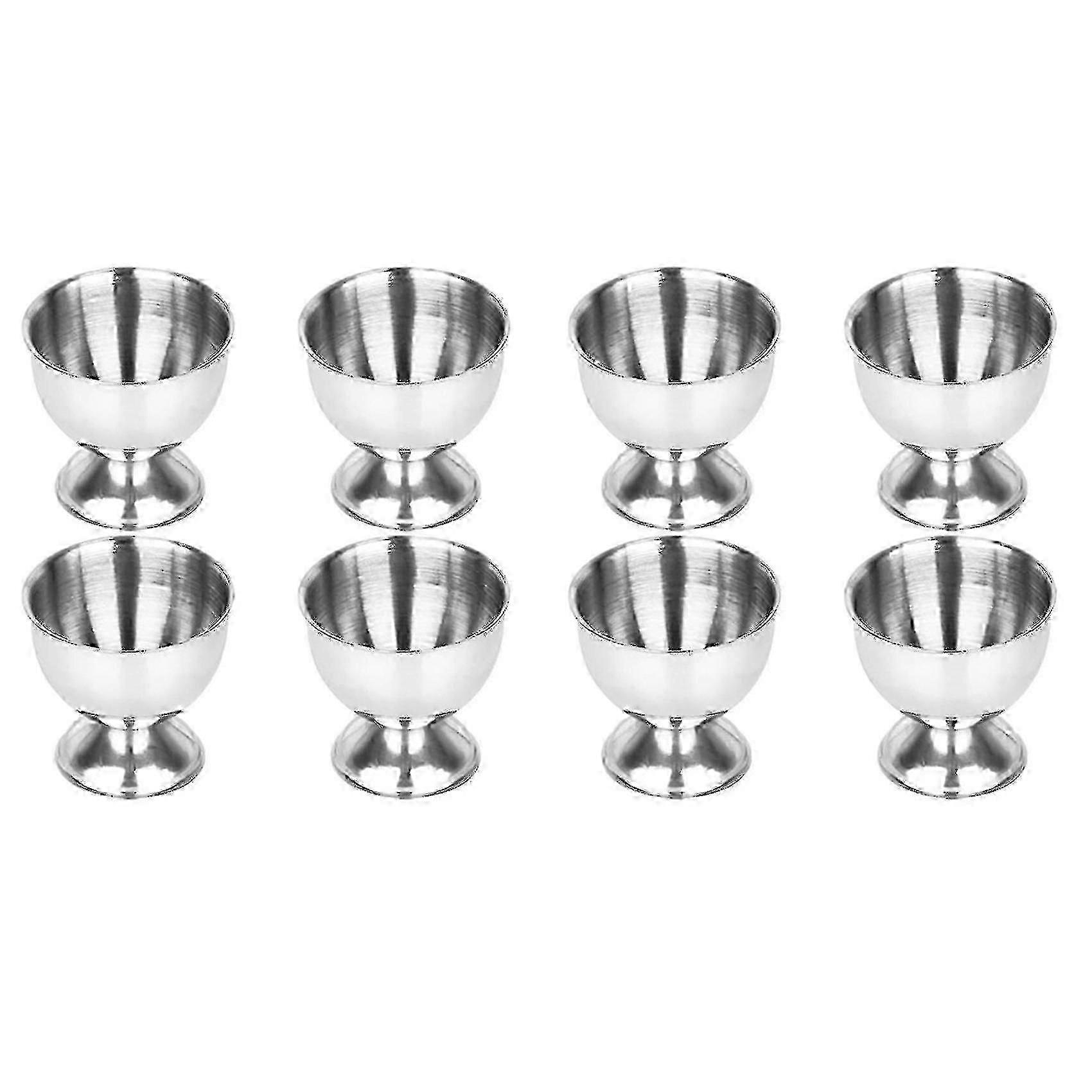 8x Äggkoppar Set Ägg i rostfritt stål Hårdkokta ägg och mjuka brickor Verktygshållare Kök, Silver YVL