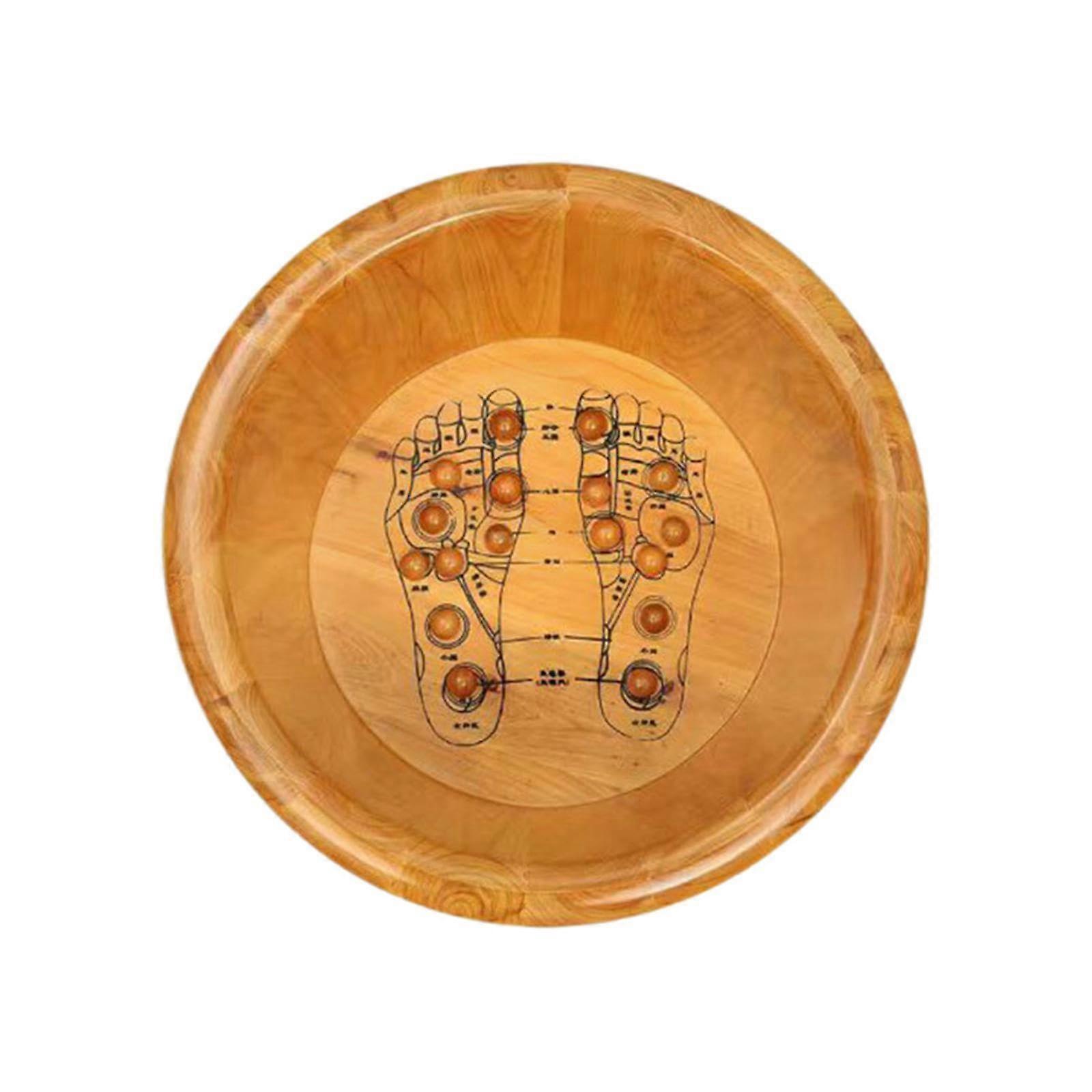 Wooden Foot Bath with Massage Function for Foot Care 30 cm x 36 cm