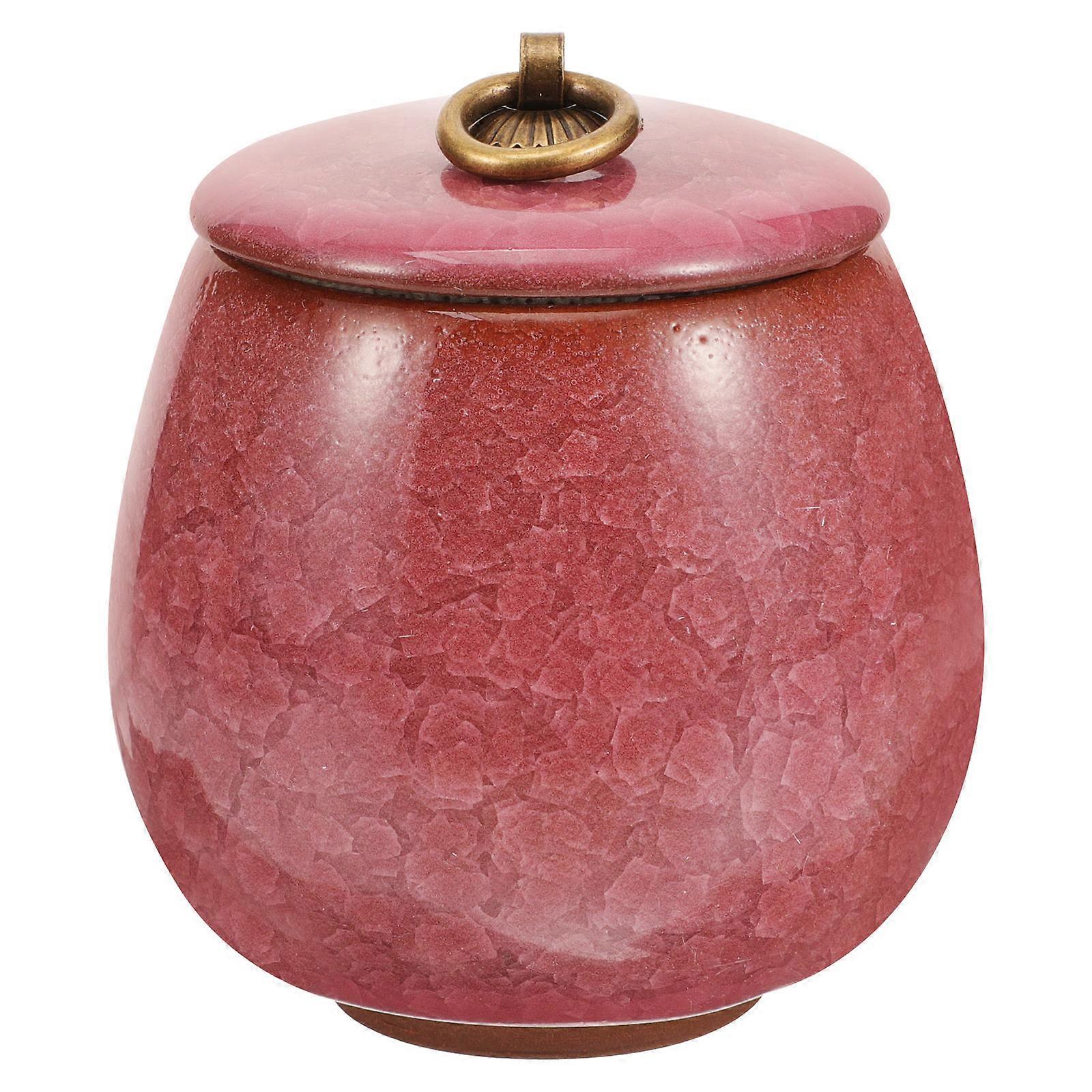 Dark Red Ceramic Pet Urn for Ash Storage Small Size Memorial Keepsake Urn