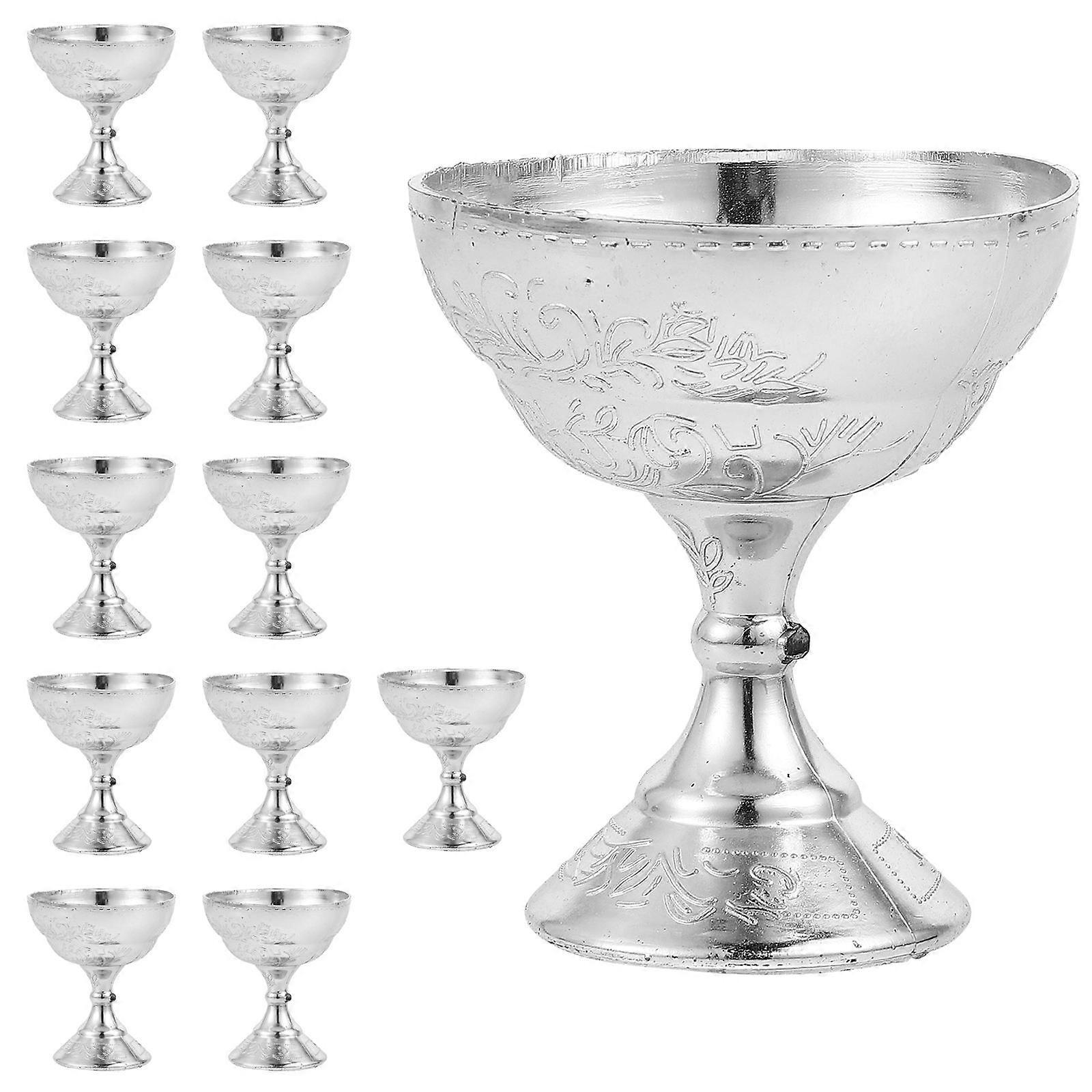 12pcs Elegant Wine Cup Candy Boxes with Stem, Reusable Decorative Holders for Weddings, Parties, and Special Events, Flattopped Design, Engraved
