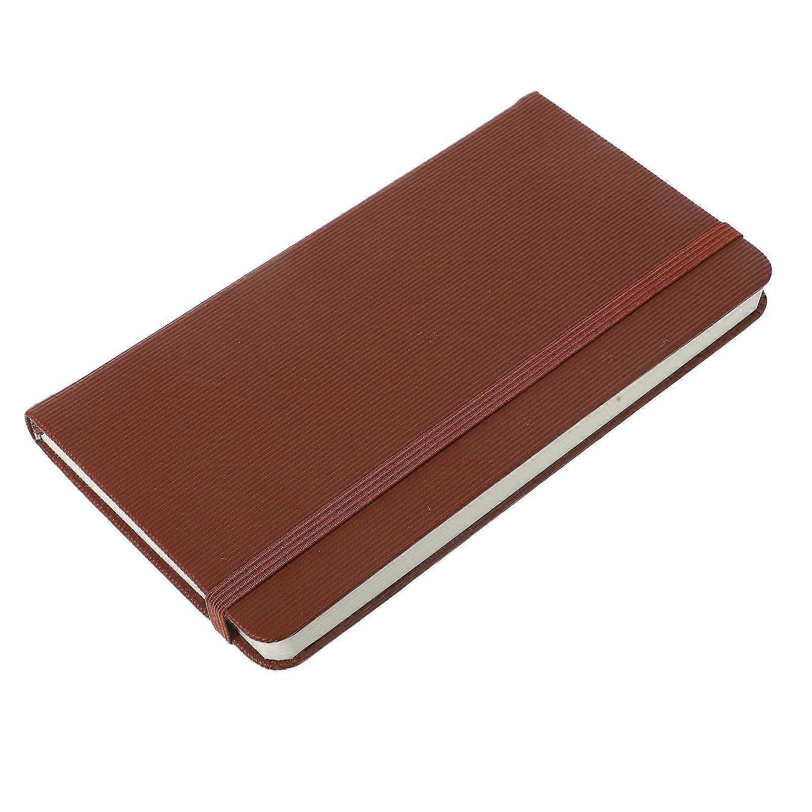 Notebook Small Pocket Notepad With Elastic For Travel Work Daily Notes Brown 1Pcs