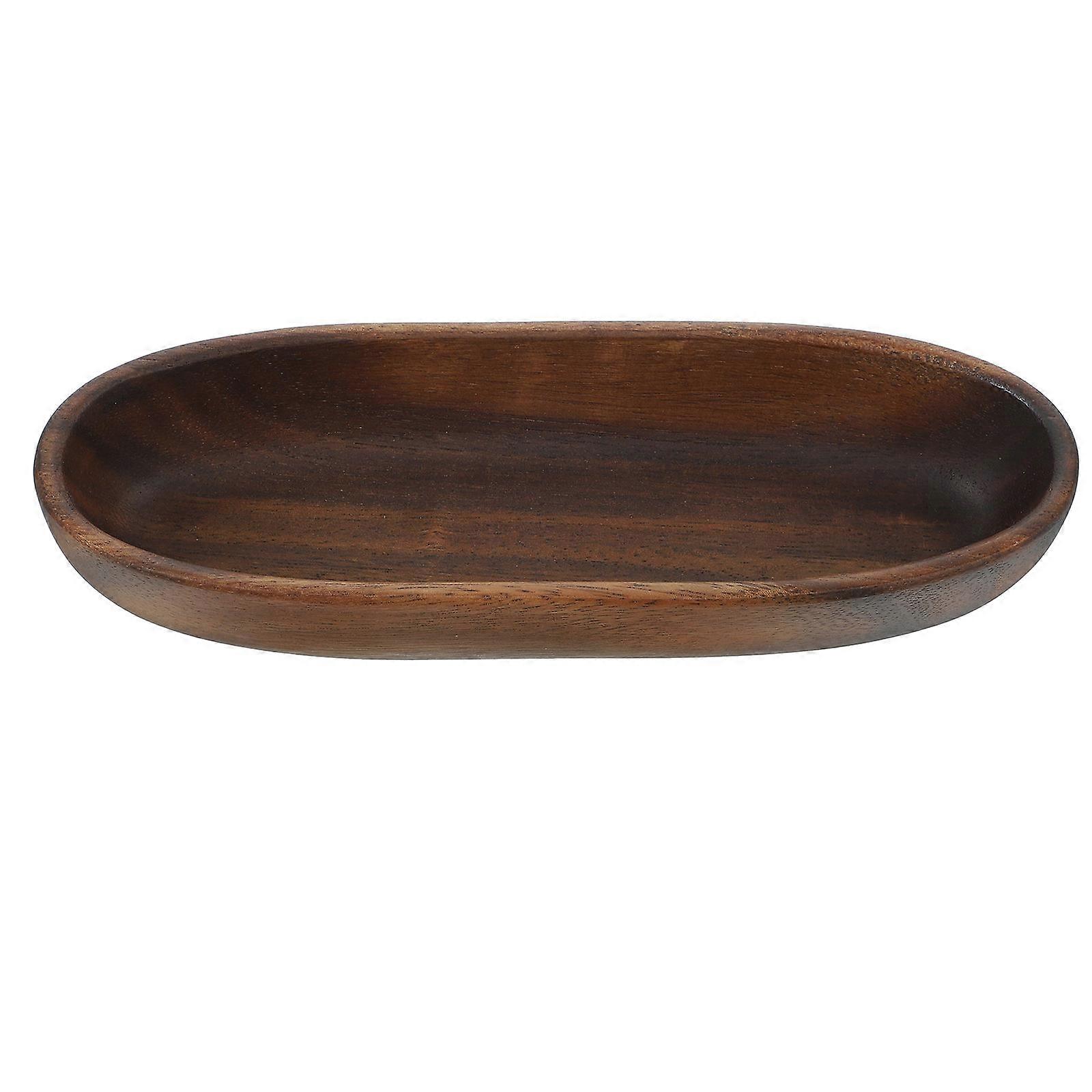 Wood Fruit Bowl for Home Use Dark Brown Wood Material Boat Shaped Design 12.5 x 7.8 inches