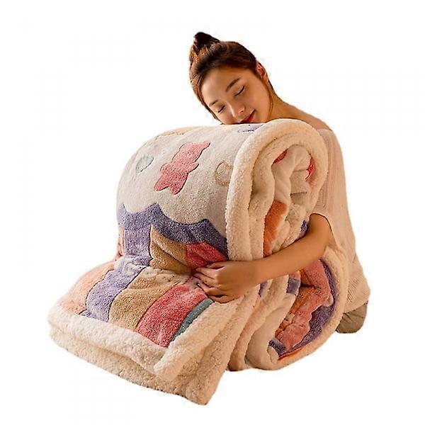 Plus Thick Fleece Blanket-Soft Warm Breathable Fleece Velvet Knee Blanket with Elegant Pattern for Bed Sofa- Throw Size 47\"×79\"