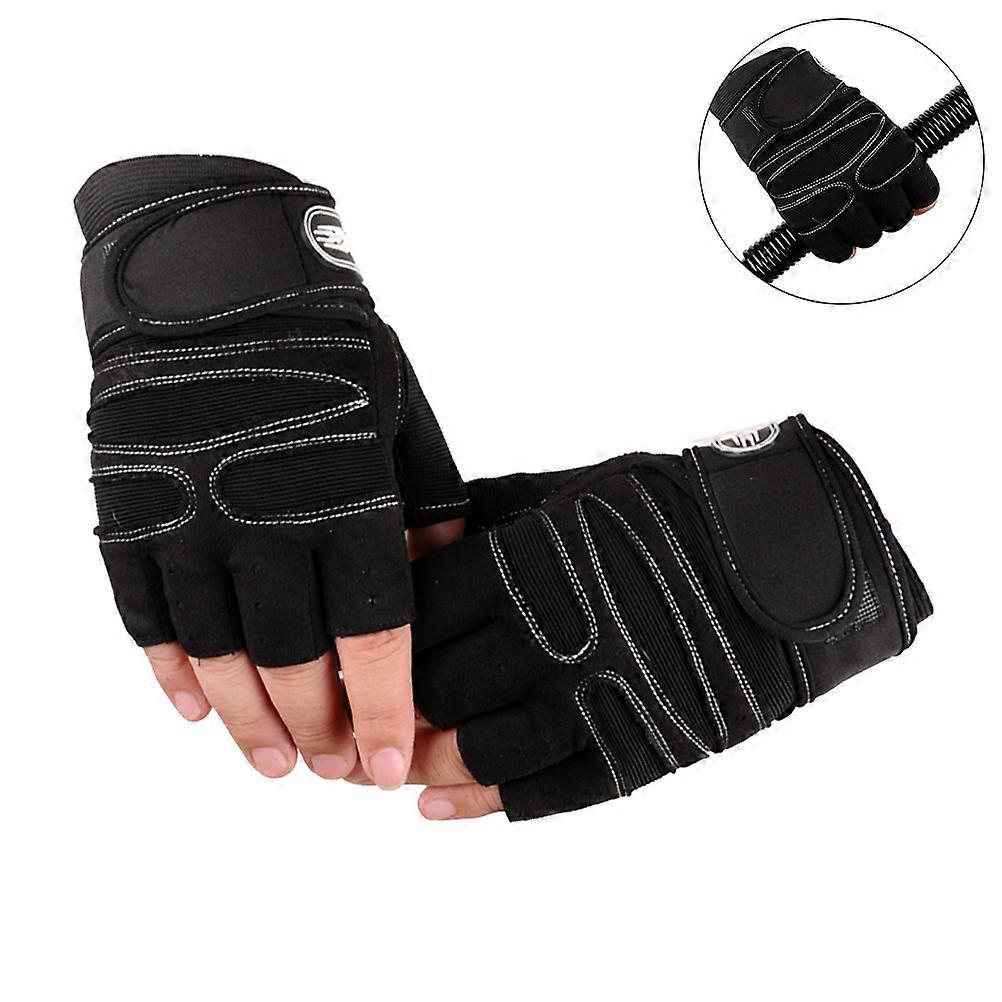 Training Gloves Gym Workout Gloves Abrasion Prevention For Cycling Climbing Hiking M Size Black and White Line Easy Grip 1 Pair