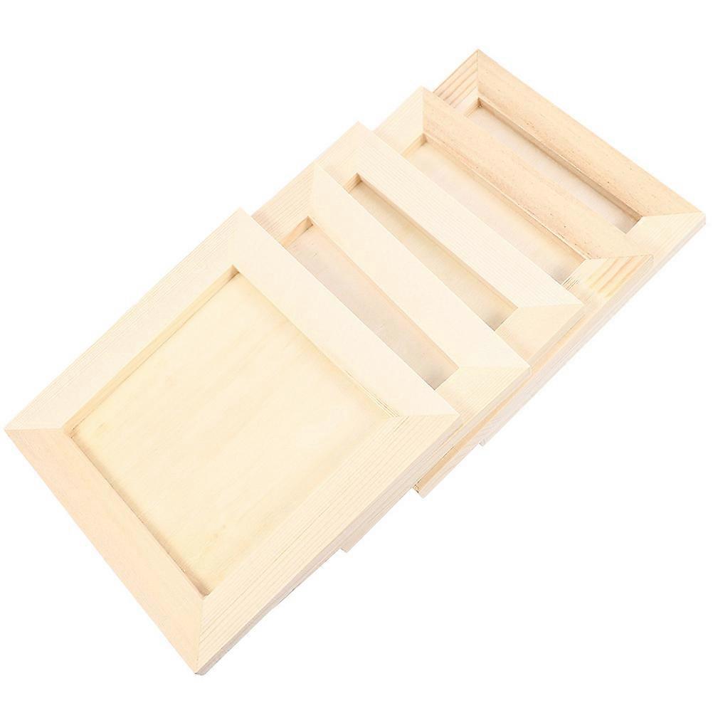Picture Frame For Clay 5Pcs Square DIY Painting Frames Ideal For Home Decoration With Natural Wood Finish