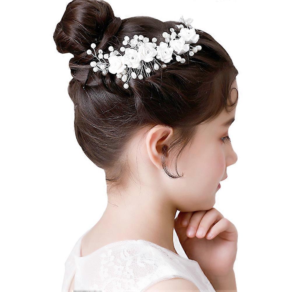 Pente de Cabelo Nupcial com Cristal e Pérola para Mulheres Branco Perfeito para Casamento e Ocasiões Especiais 7.5 Polegadas