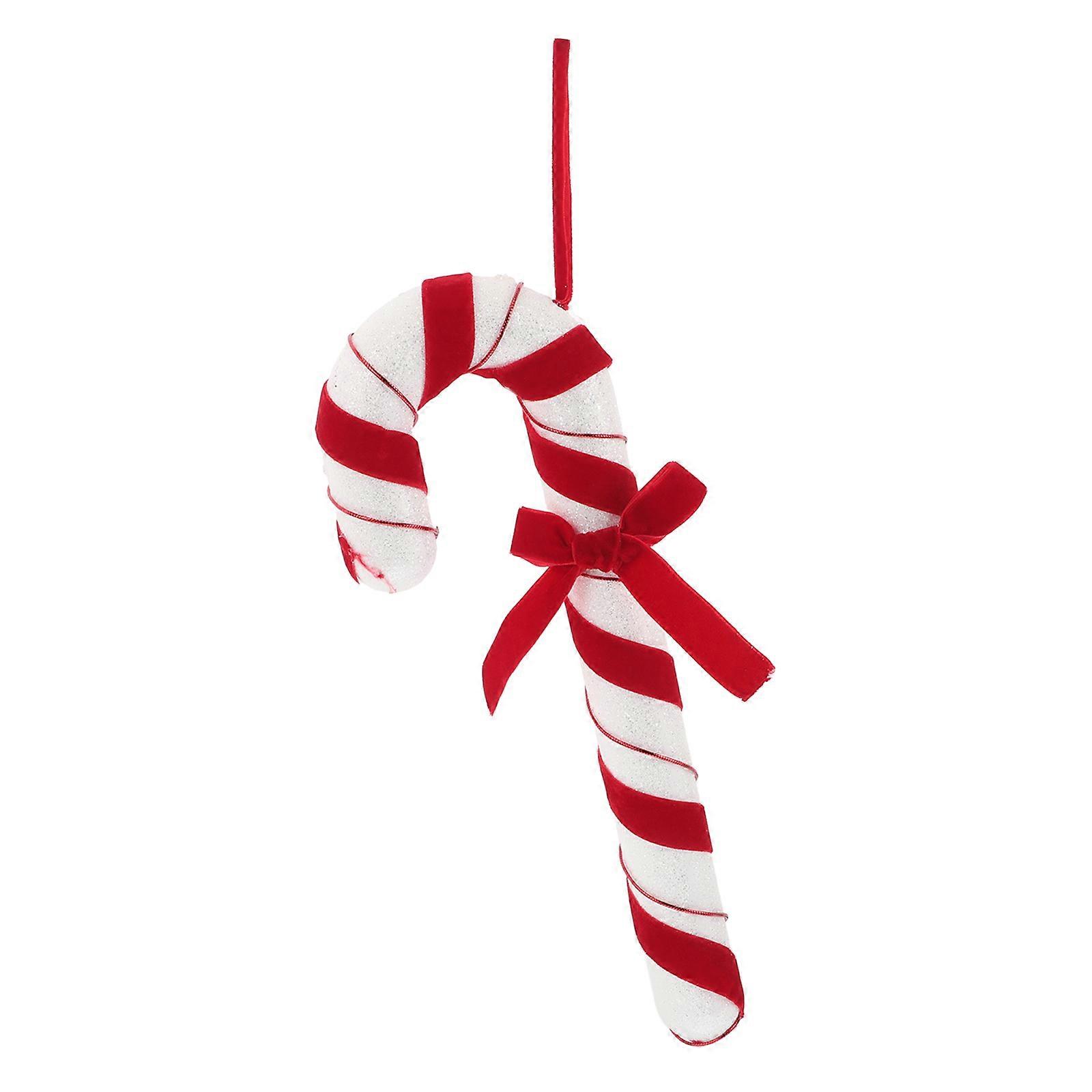 a polished and engaging product description based on your input:
**Red and White Plush Candy Cane Christmas Tree Ornaments – Soft Hanging Holiday