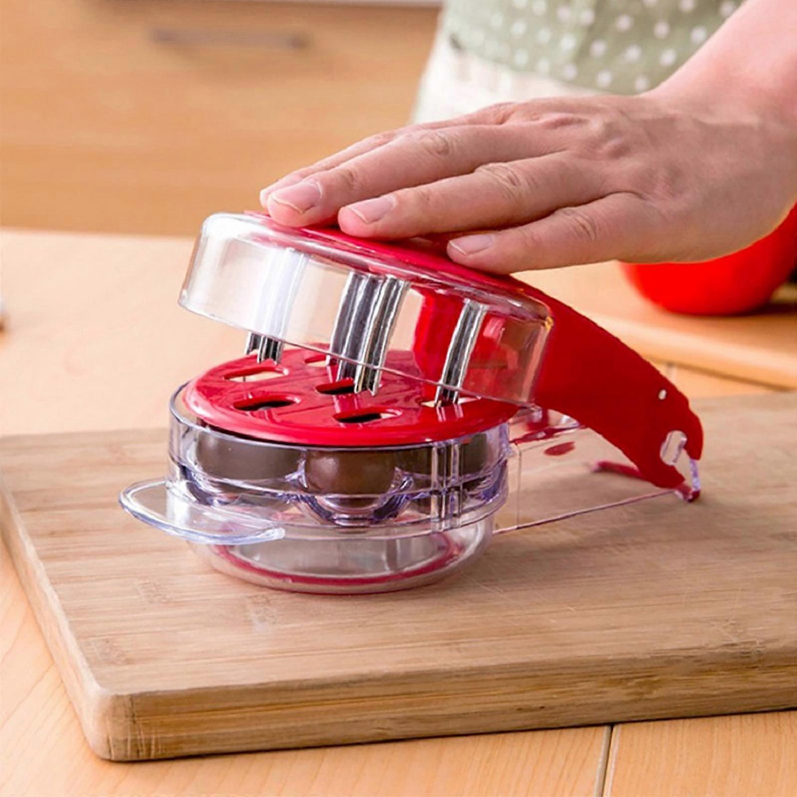 Cherry Pitter 便携式樱桃下沉工具，带 6 槽坑果汁容器家用厨房手压配件