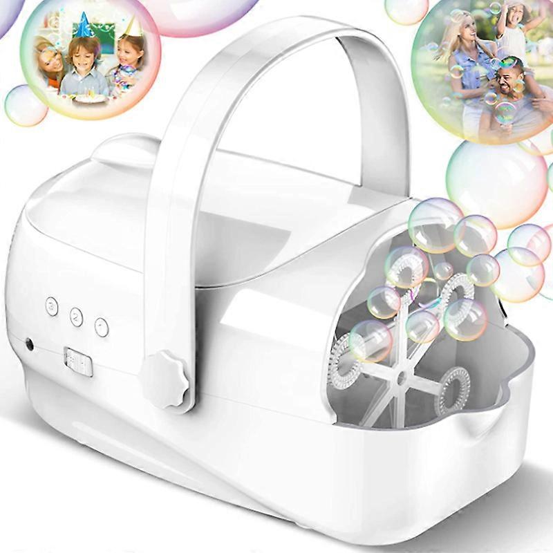 Automatic Bubble Machine 3 Speed Level 6C Batteries Bubble Blower Machine for Wedding White