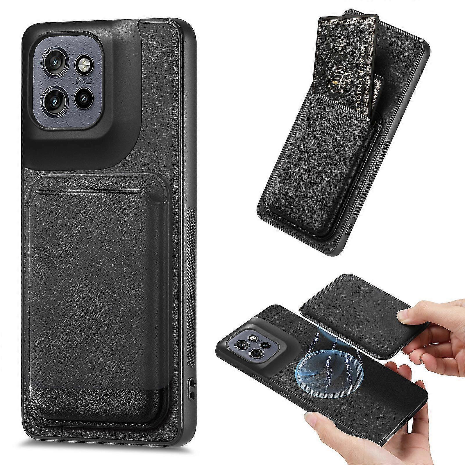 متوافق مع Motorola Edge 50 Neo 5G الغطاء الخلفي للهاتف من الجلد الرجعية TPU مع فتحة بطاقة قابلة للفصل
