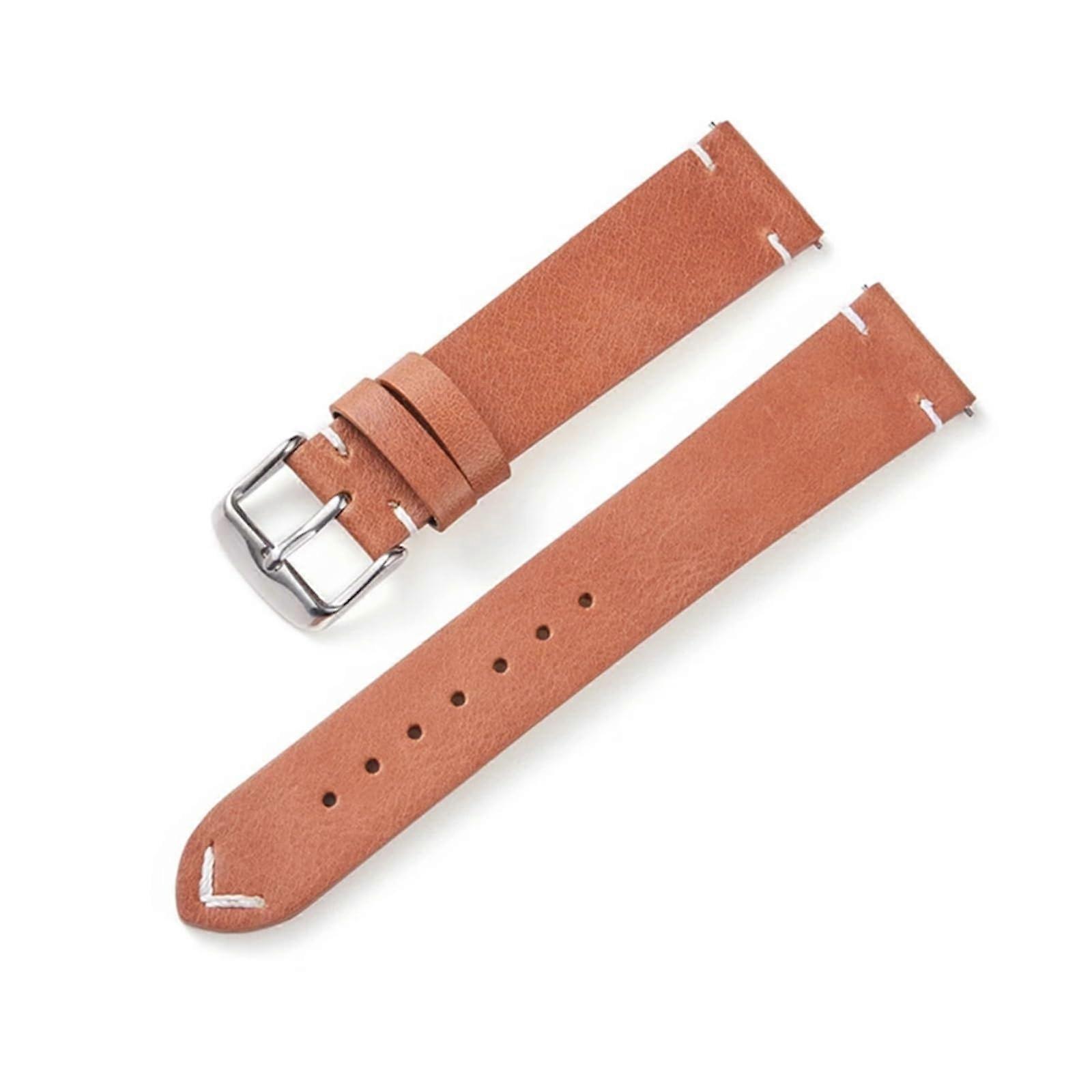 EDVENA Retro First Layer Cowhide Leather Watch Strap 18mm 20mm 22mm Soft Leather Quick Release Matte Band For Smart Watch Light Brown 20mm