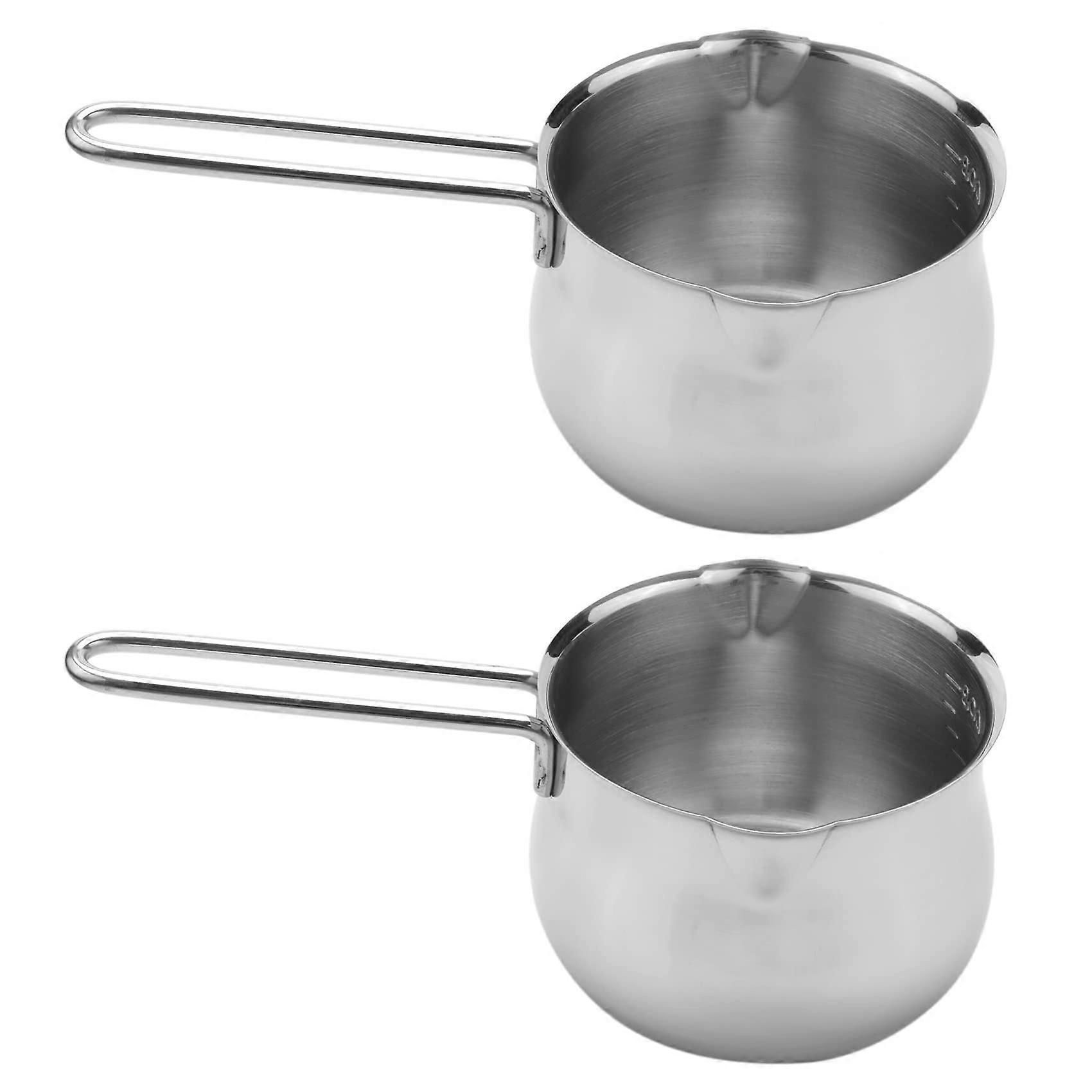 2 x nonstick frying pan, milk pot, butter, chocolate, melted heating pot, warmer pan, small handled saucepan, cheese pot with spout